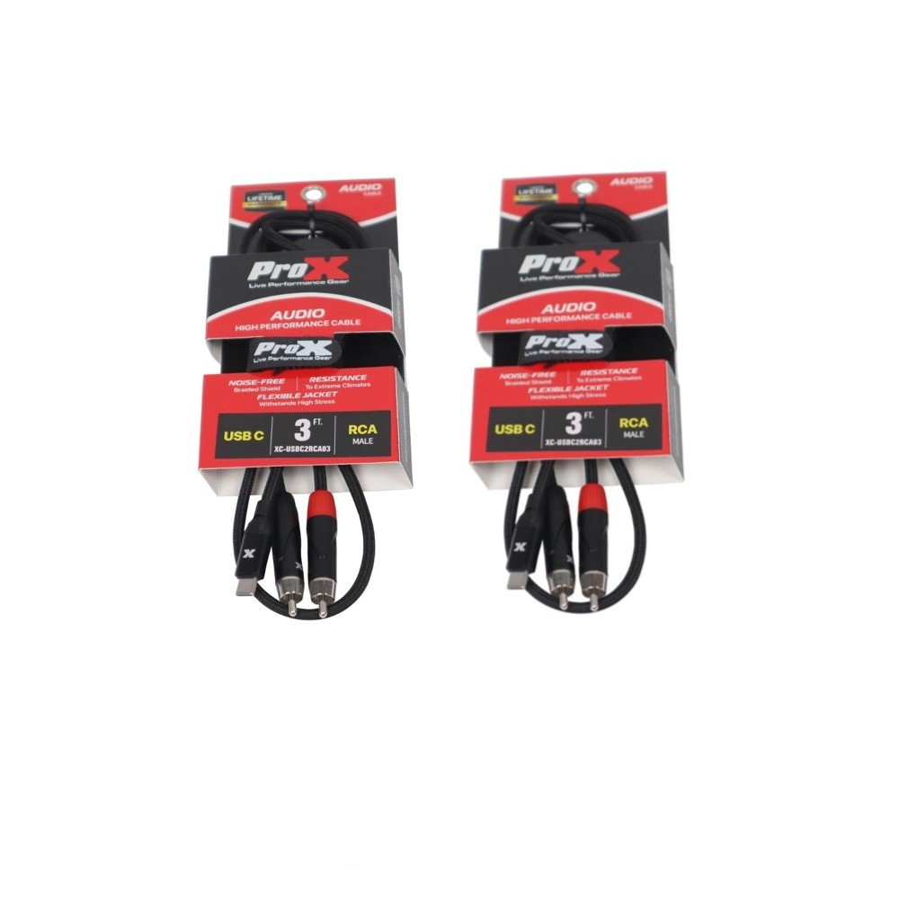 2x Pro X 3FT USB-C to Dual RCA