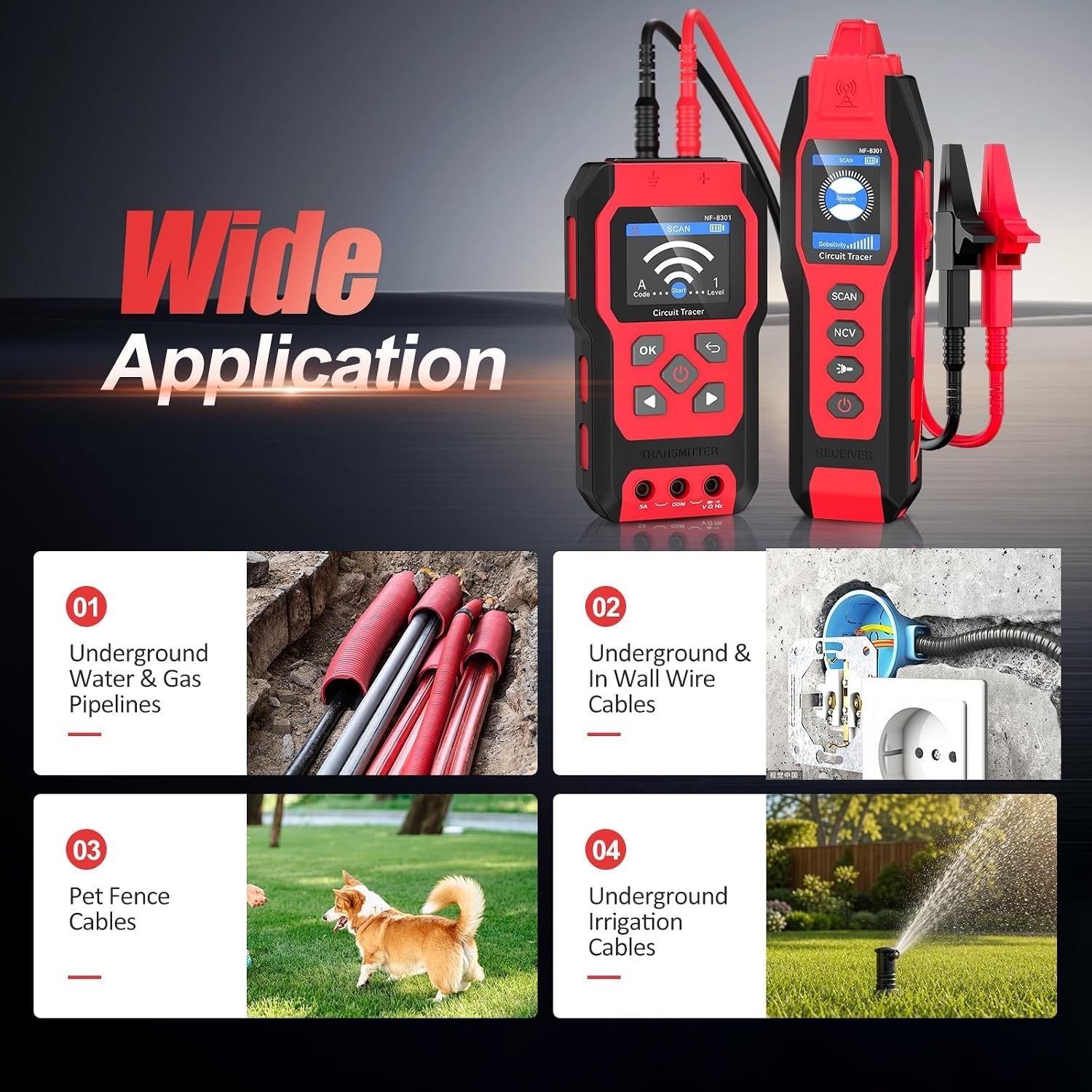 Advanced Cable Locator & Wire Tracer with Built-In Multimeter and LED Flashlight