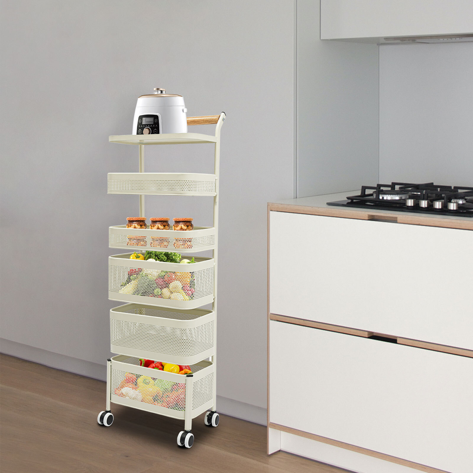 6 Tier Vegetable Rotating Basket Rack Fruit Snack Storage Kitchen Organizer