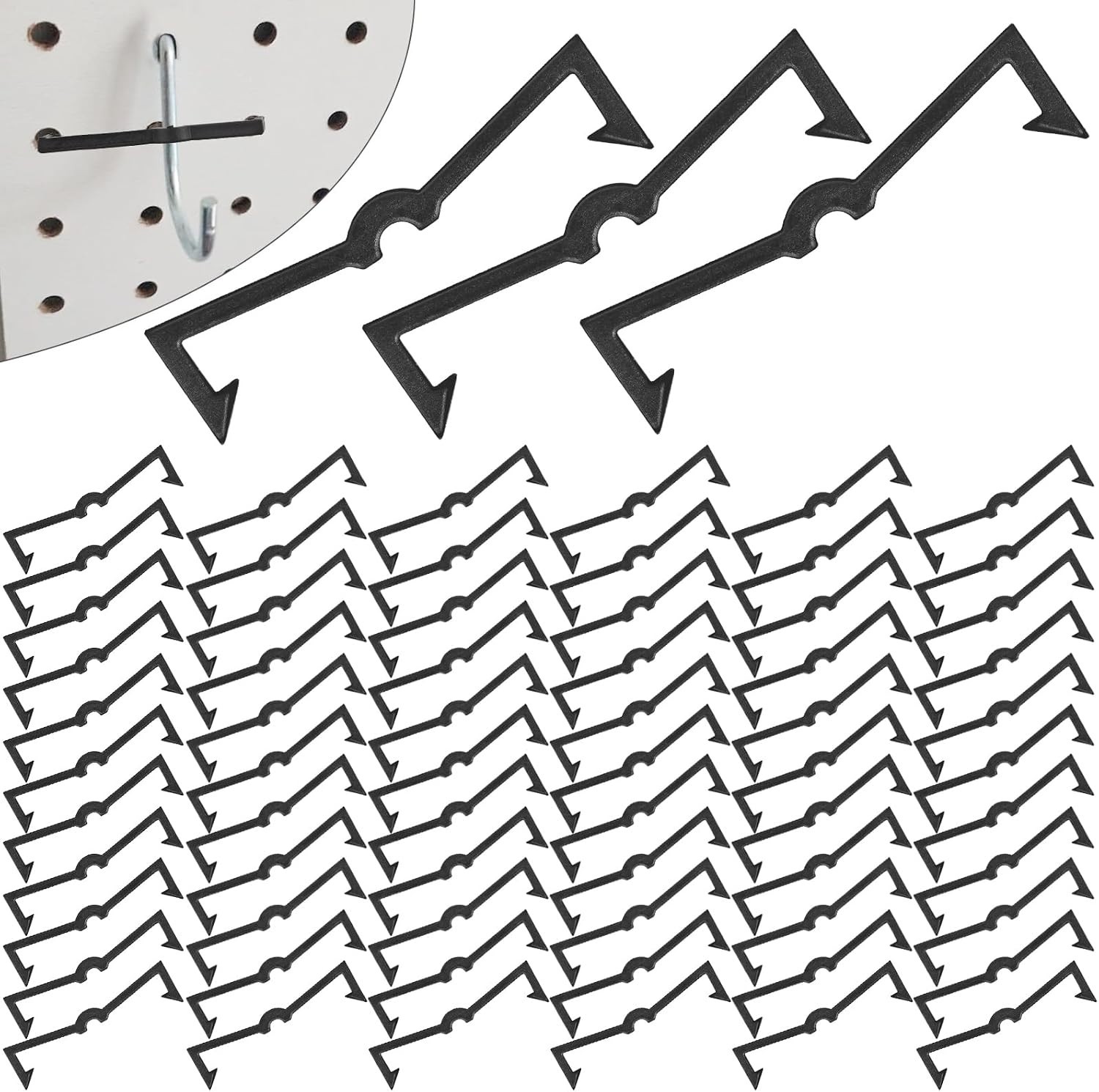 Black Peg Locks Plastic Pegboard Hook Locks Pegboard Display Hook Organizer F...