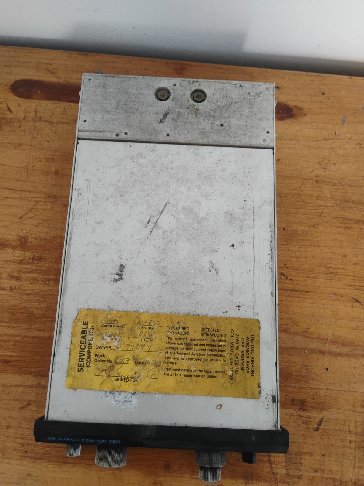 Narco Com 120 TSO VHF Transceiver - Not Tested