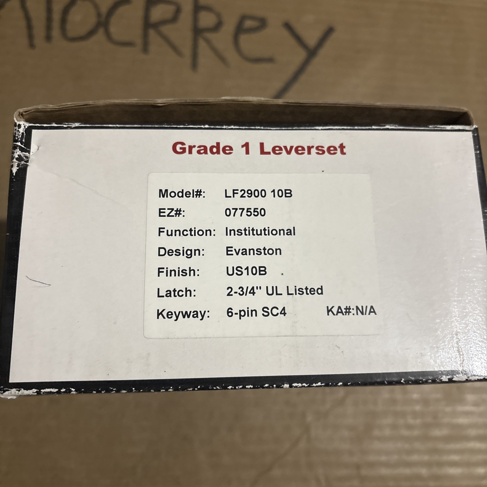 Brand New-Open Box-LSDA Cylindrical Leverset Institutional LF2900 10B