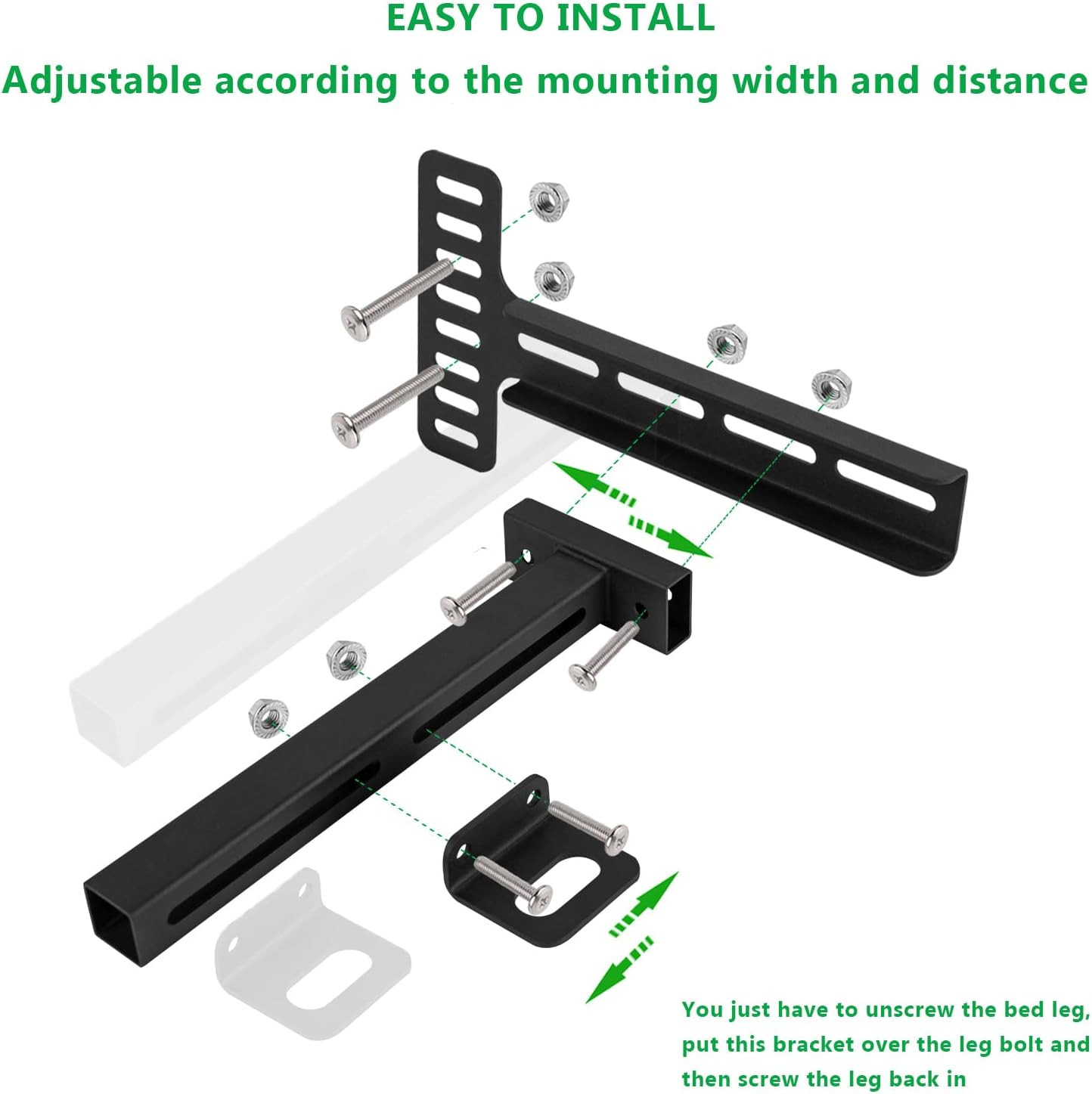 2Pcs Adjustable Headboard Brackets Universal Bed Frame Adapter Kit Heavy Duty He