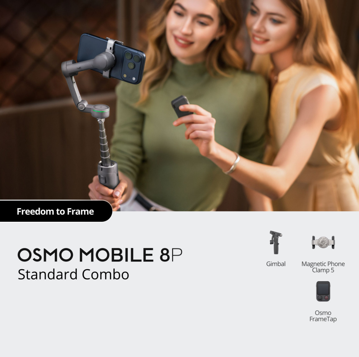 Osmo Mobile 8P Standard Combo Intuitive Controls Long Battery Life for Vlogging