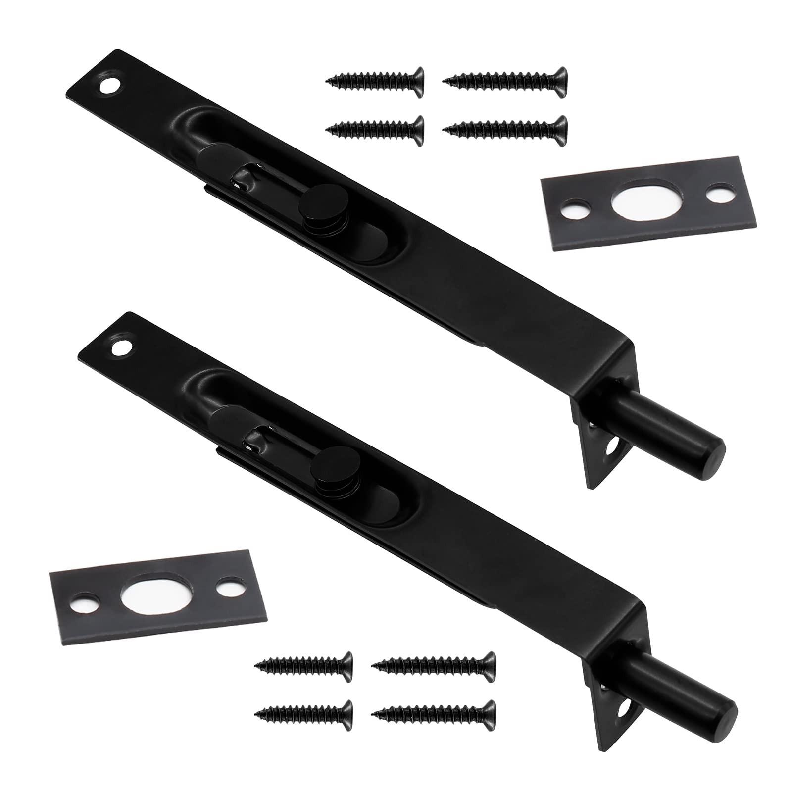 Moicstiy 2Pcs 6 Inch French Door Lock Stainless Steel 6" (Style A), Black
