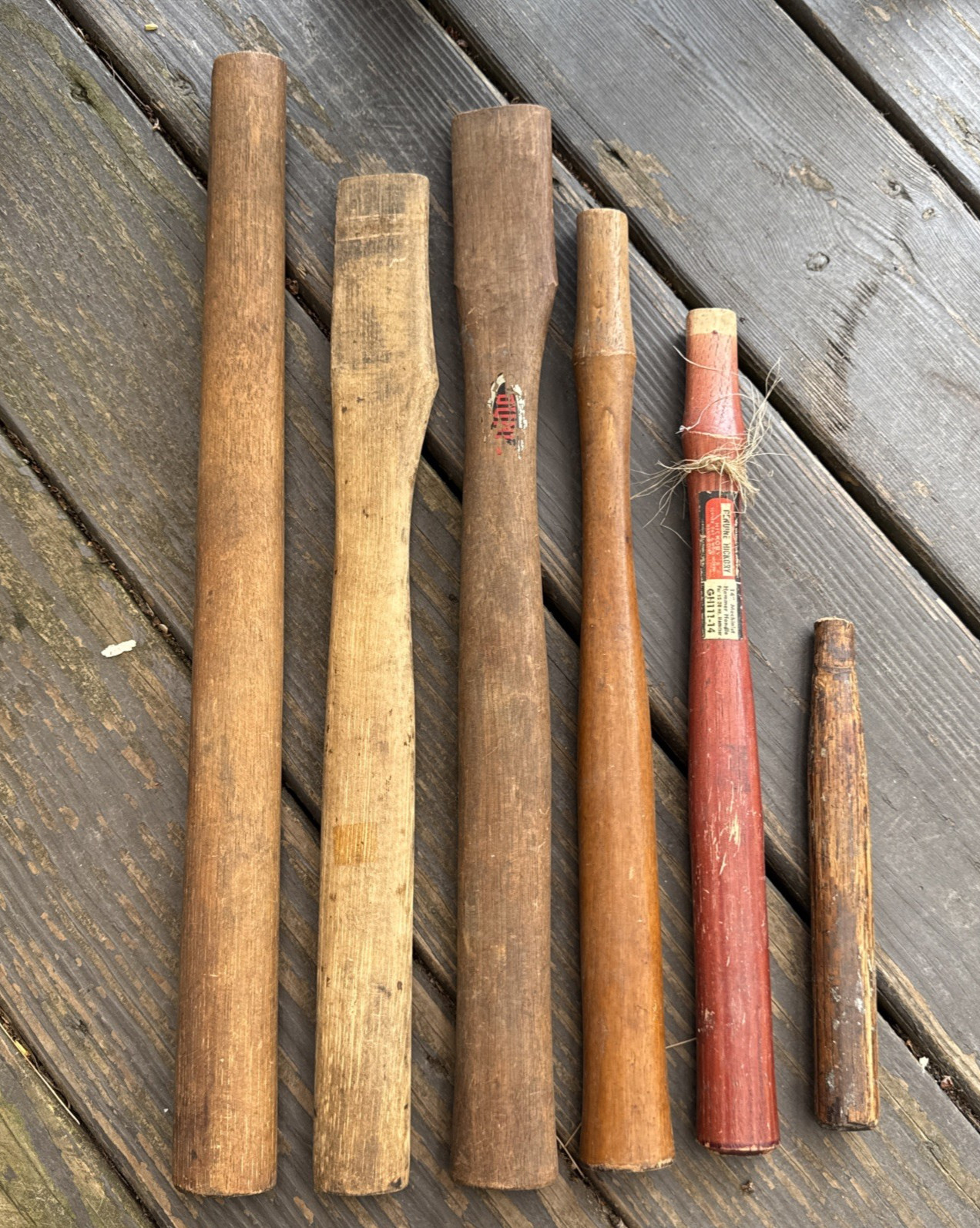 Lot of 6 Vintage Wood Hammer Replacement Handles Mixed Wood/sizes Hickory