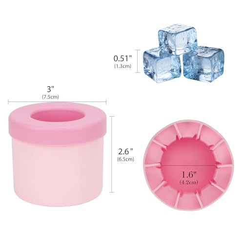 2 Pack Cylinder Silicone Ice Cube Molds, Easy-Release Ice Pink Small Squeeze