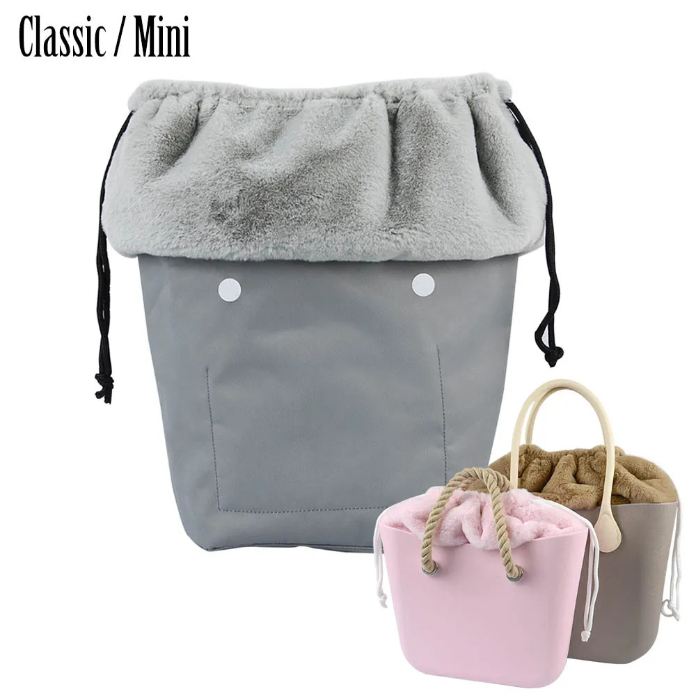 O Bag Classic Mini Plush Fur Furry Organizer Drawstring Inner Insert for Obag