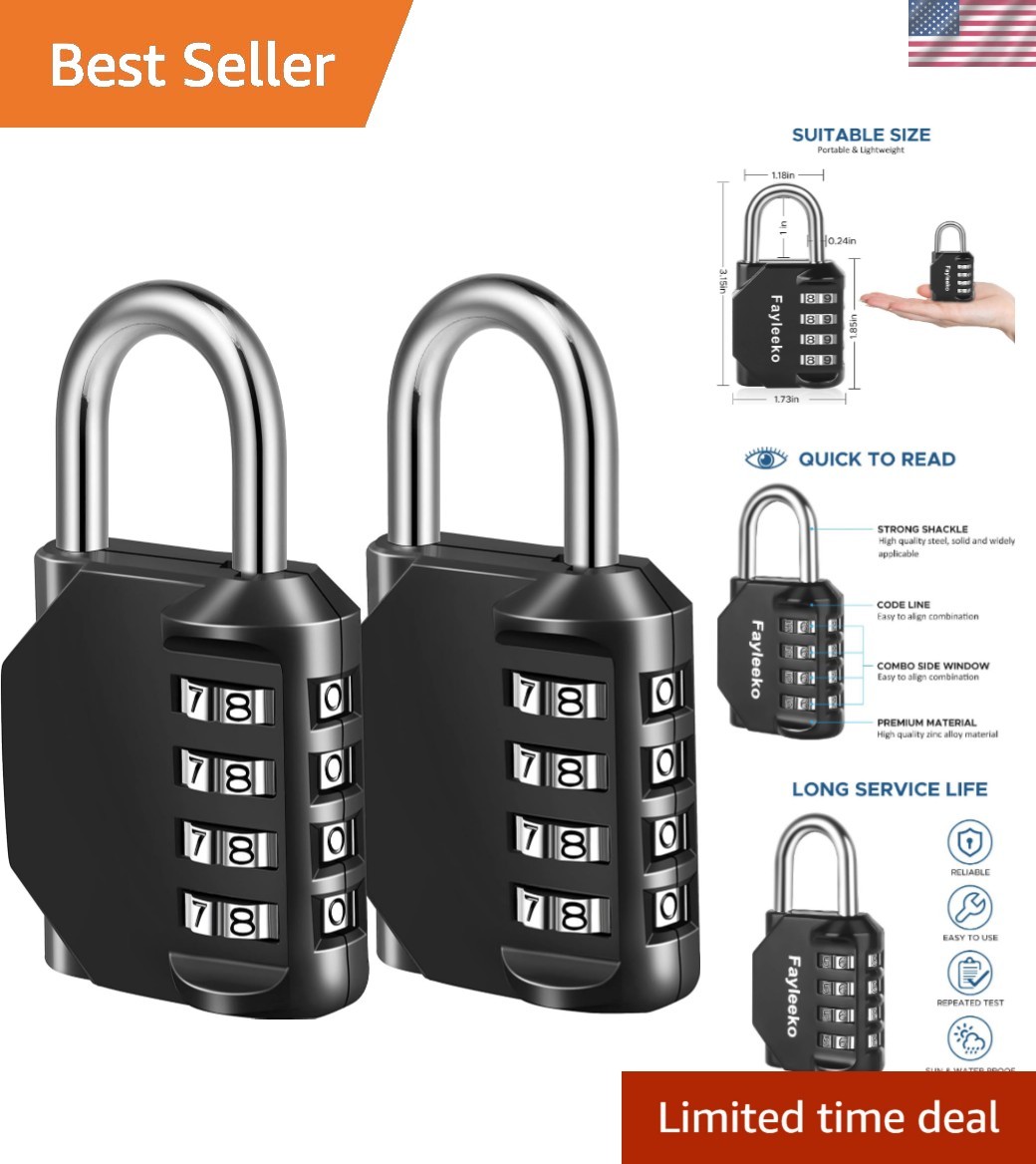 Reliable Resettable Combination Padlock 2-Pack for Lockers and Storage Solutions