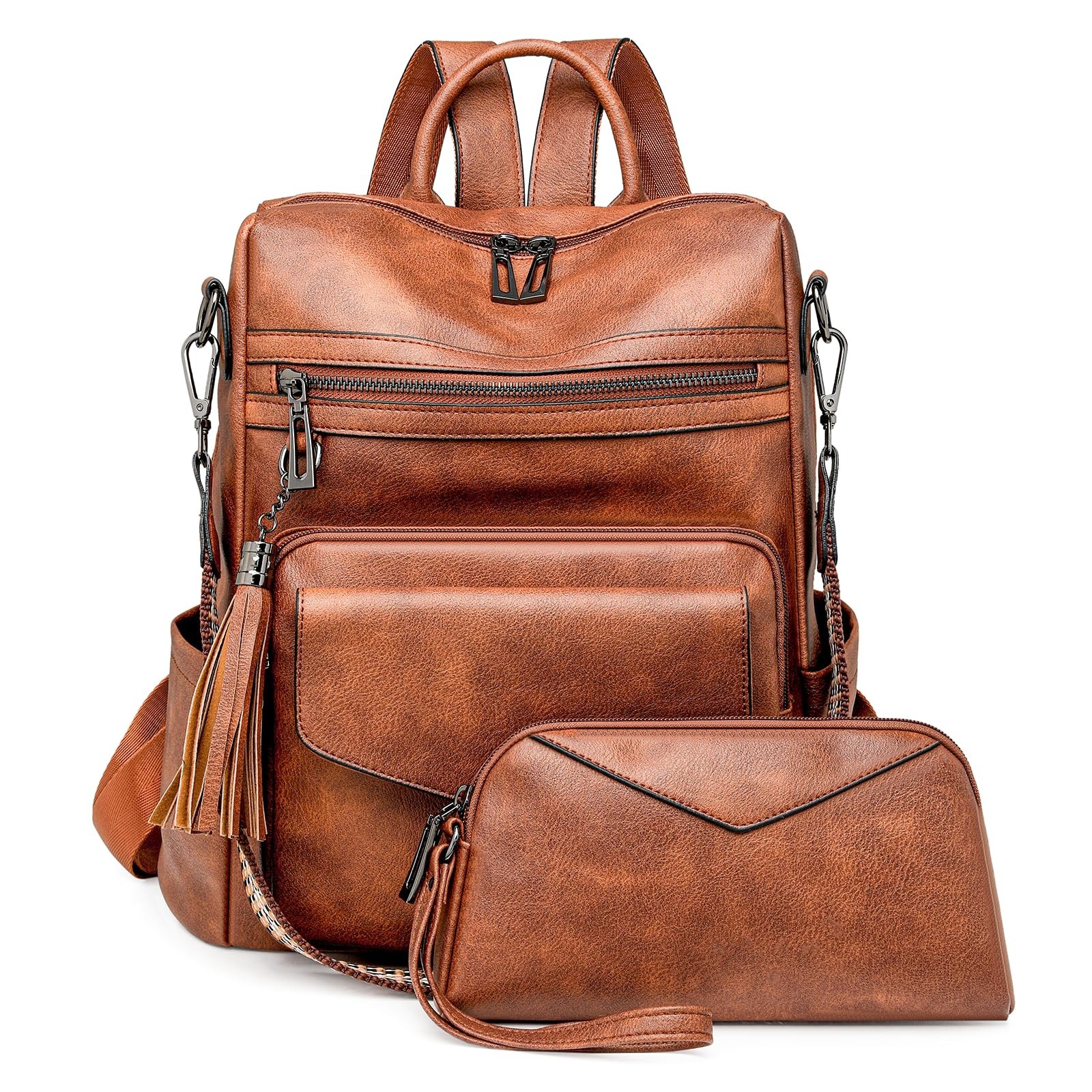 PU Leather Backpack Purse for Women, Brown | Anti-theft, Shoulder Bag Handbag...