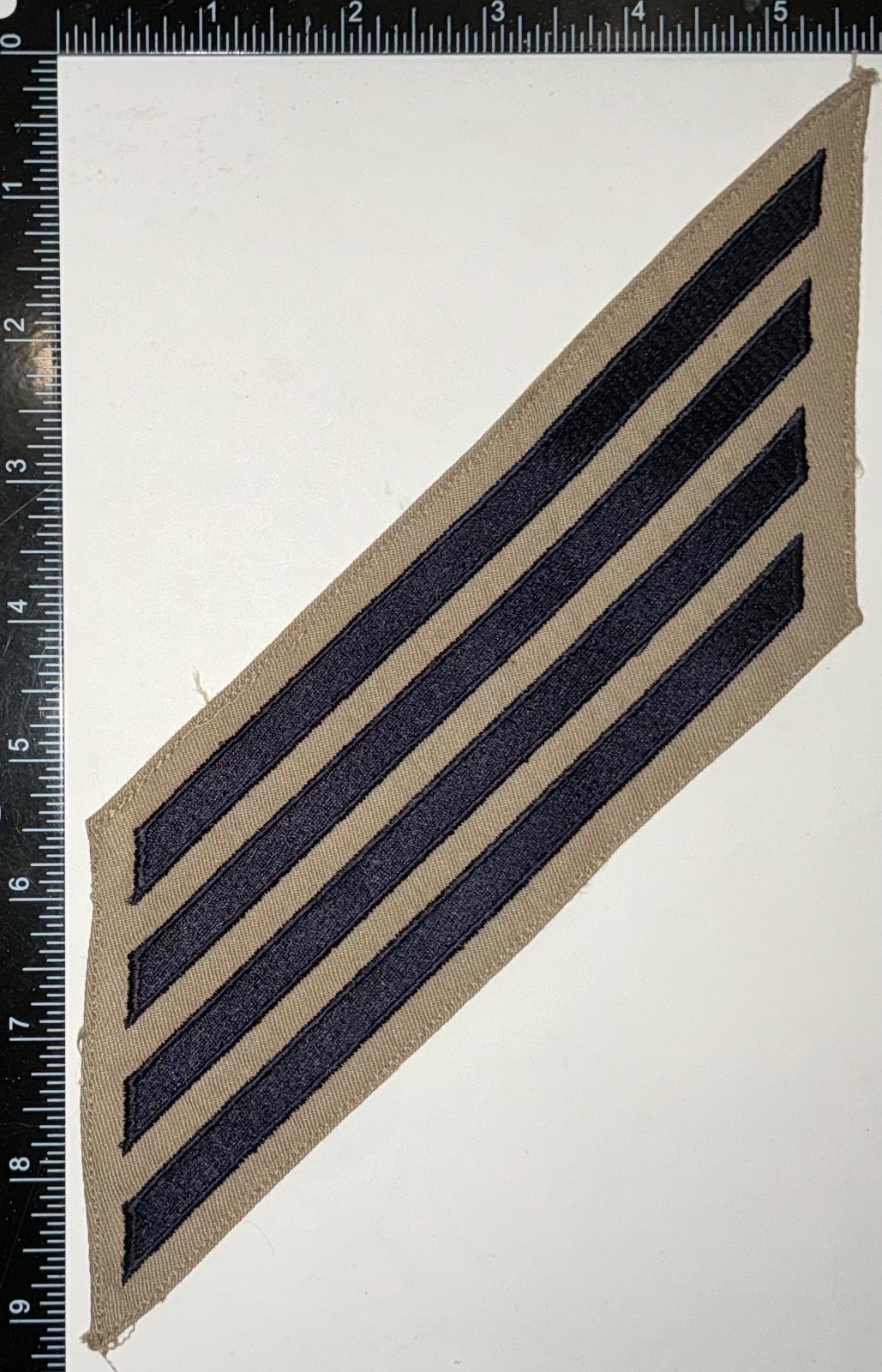 US Navy USN 4 Service Stripes Chief Petty Officer CPO Rate BLACK ON KHAKI Patch