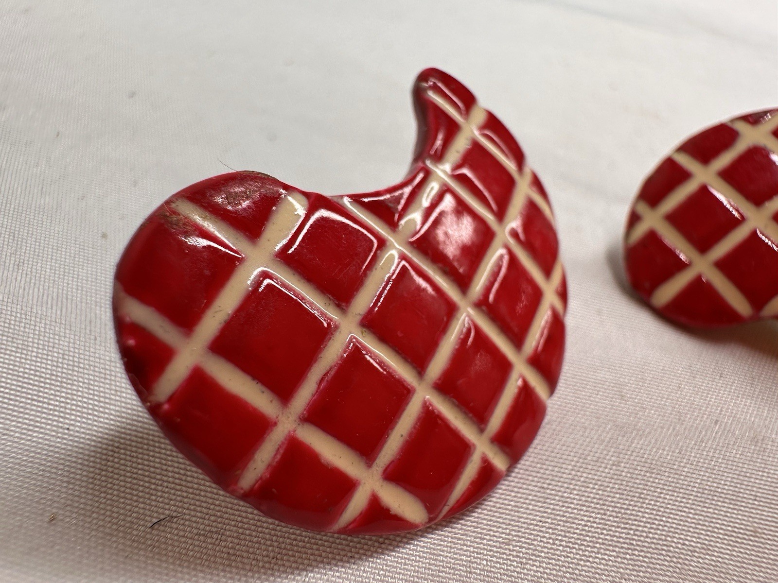 Chunky Red Enamel Earrings