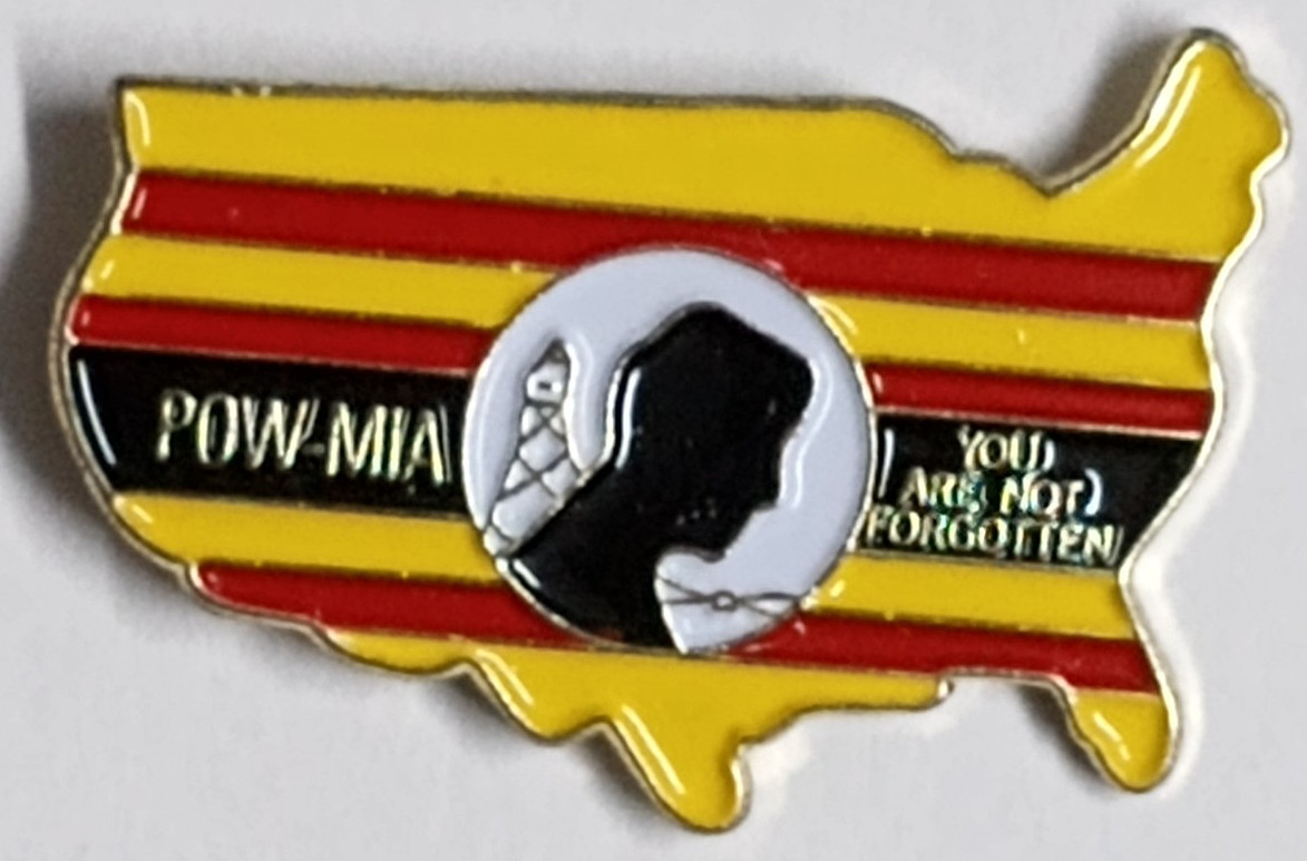 POW MIA You Are Not Forgotten USA Map Enamel Lapel Hat Military Pin 1"w NEW (b)