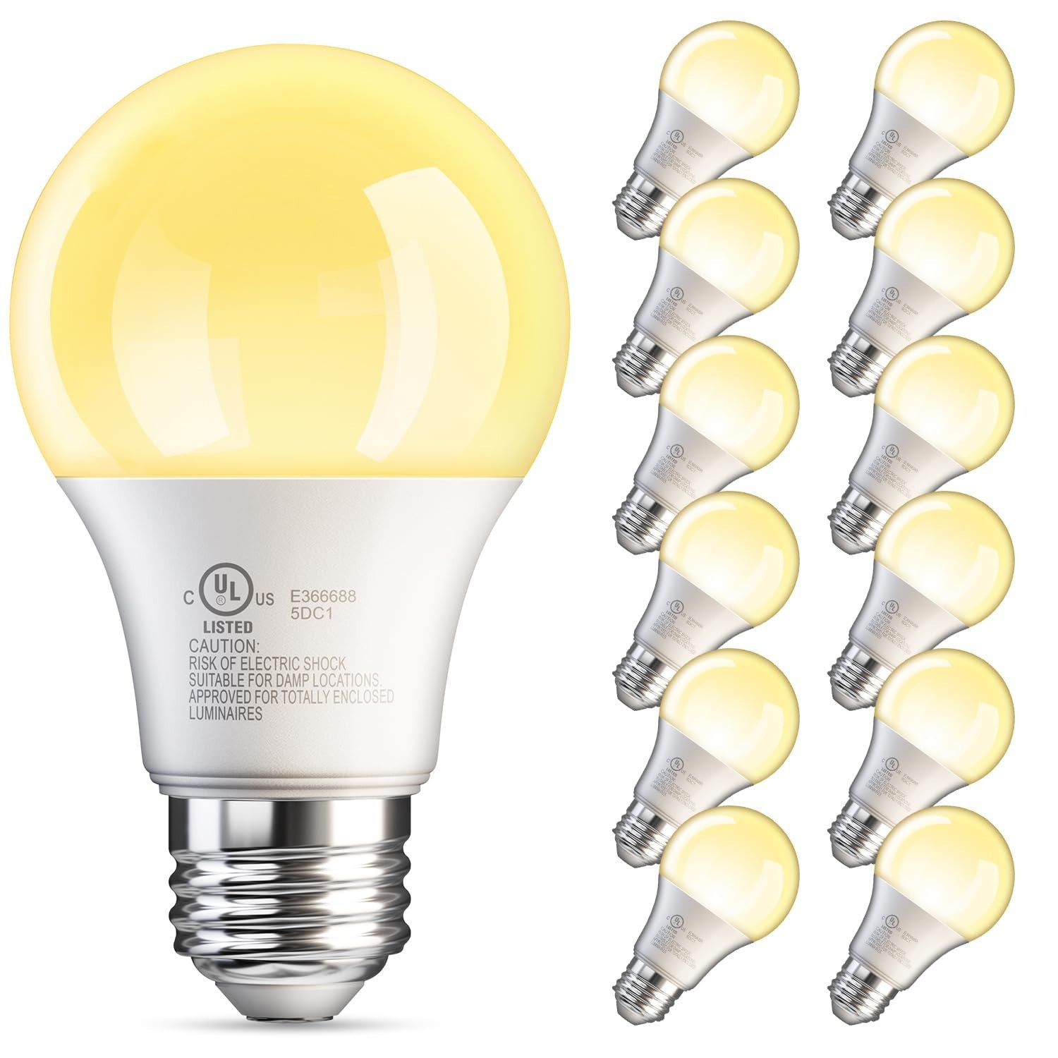 12 Pack A19 LED Light Bulbs 9W Equivalent 60W No-Dimmable Daylight 5000K E26