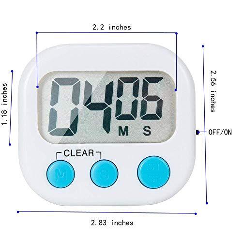 6 Pack Small Digital Kitchen Timer Magnetic Back and ON/Off Multicolored