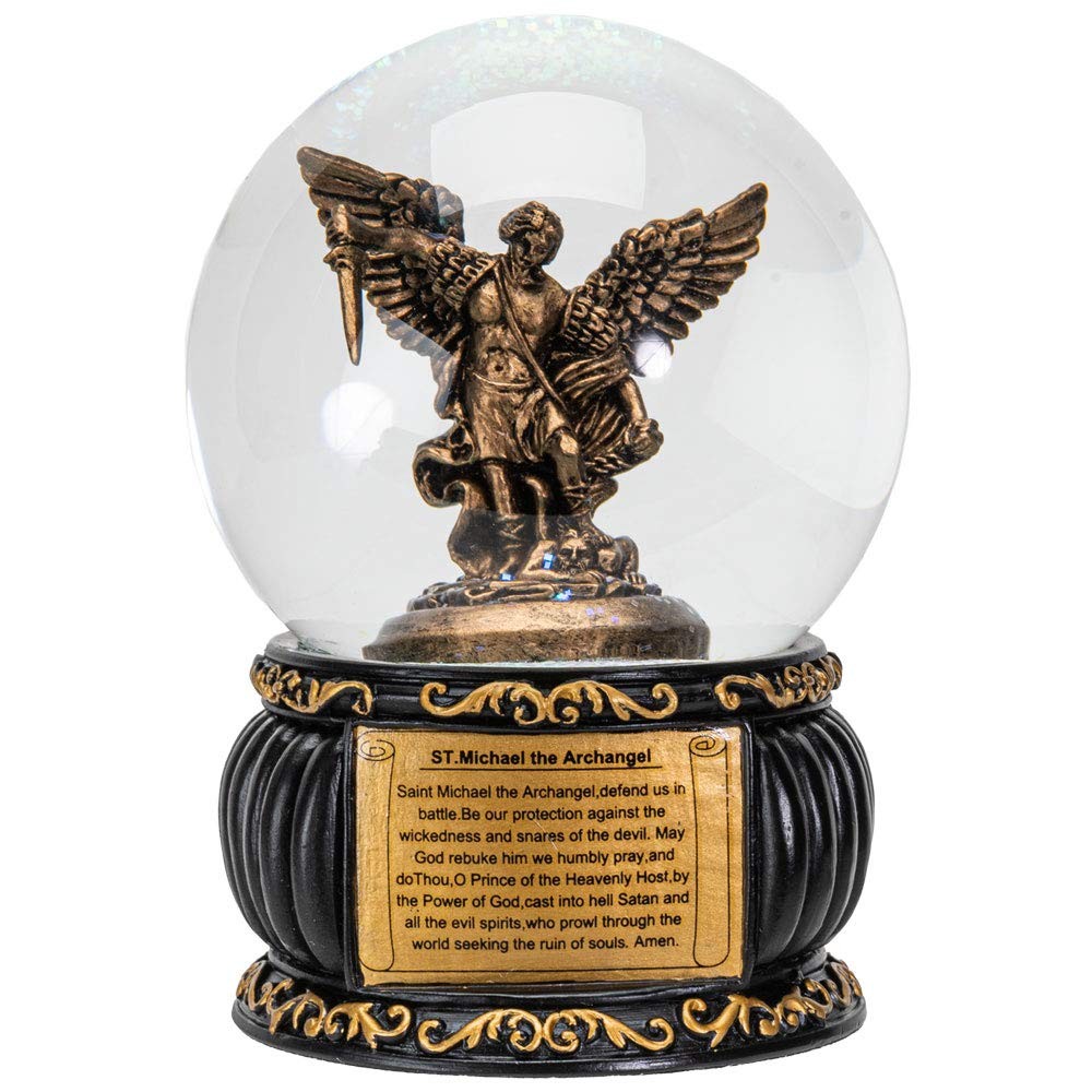 Saint Michael Water Globe 100mm | Guardian Protector Collectible Decor