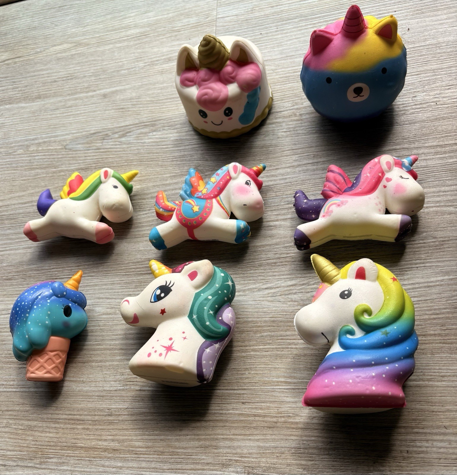 Unicorn squishy set multicolor foam squeeze ball stress toy