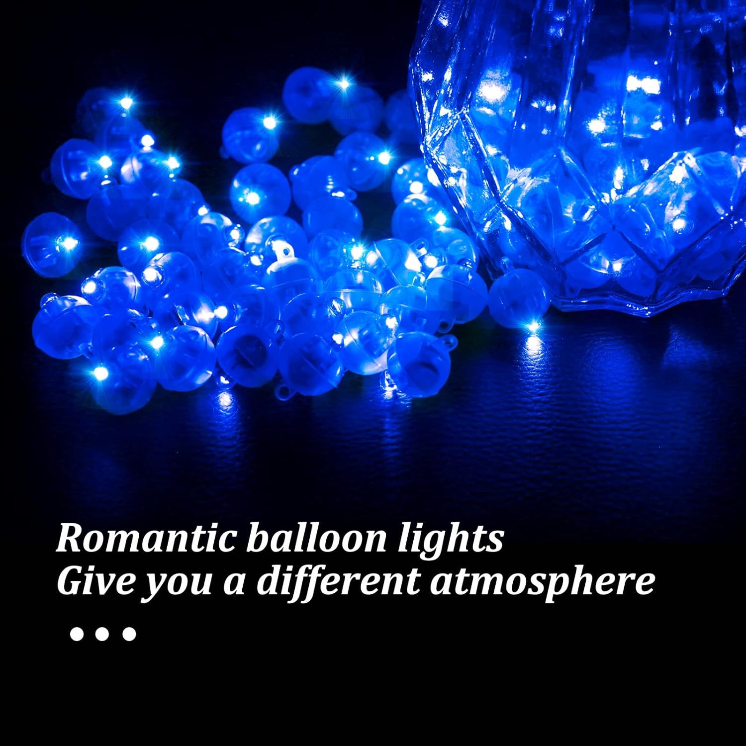 50pcs Blue LED Balloon Light, Round LED Ball Lamp Tiny Led Lighting Decoratio...