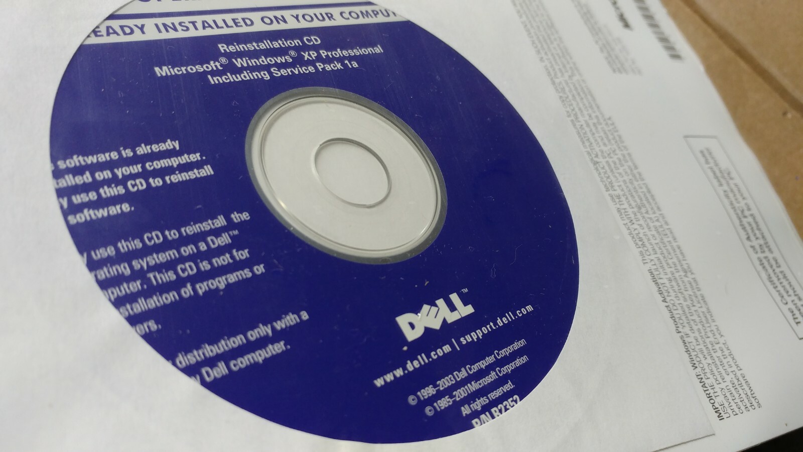 Brand New Dell Windows XP Professional Pro SP1 Re-installation CD