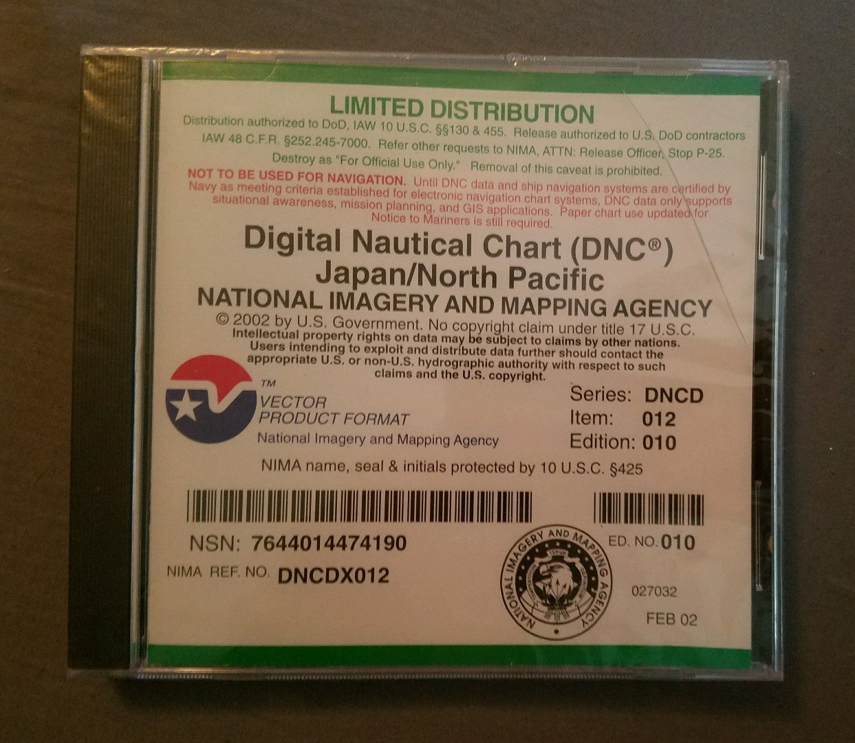 Digital Nautical Chart (DNC): Japan/North Pacific February 2002 PC CD new sealed