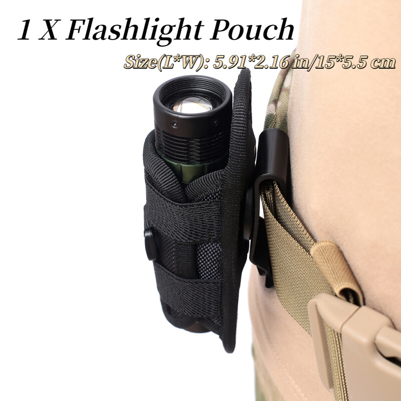 LED Flashlight Lining 360° Rotating Torch Holster Black Nylon Clip