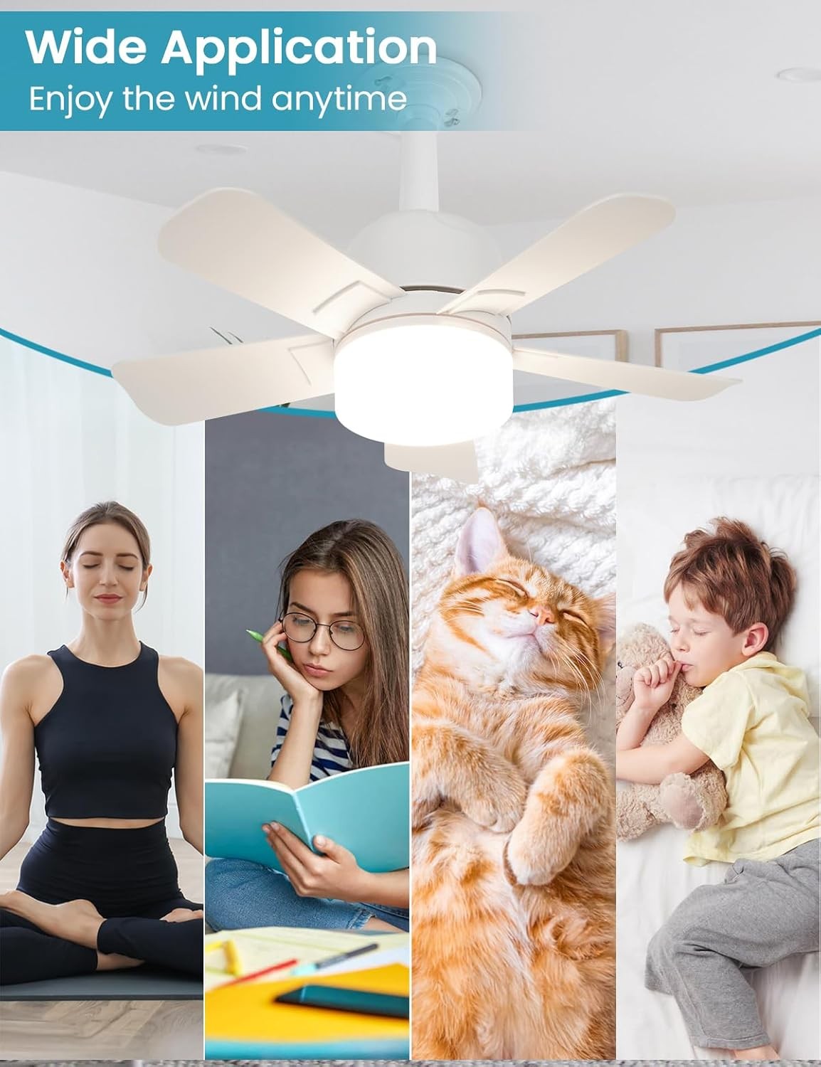 Socket Ceiling Fans with Lights and Remote- Socket Fan light with Dimmable Led