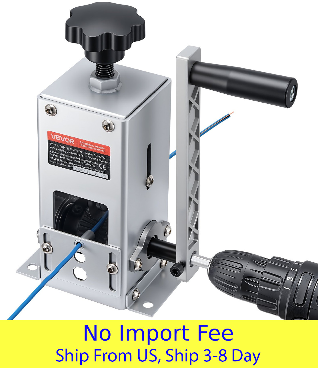 Manual Wire Stripper Machine Copper Cable 0.06–1.18" Hand Drill Powered Q235
