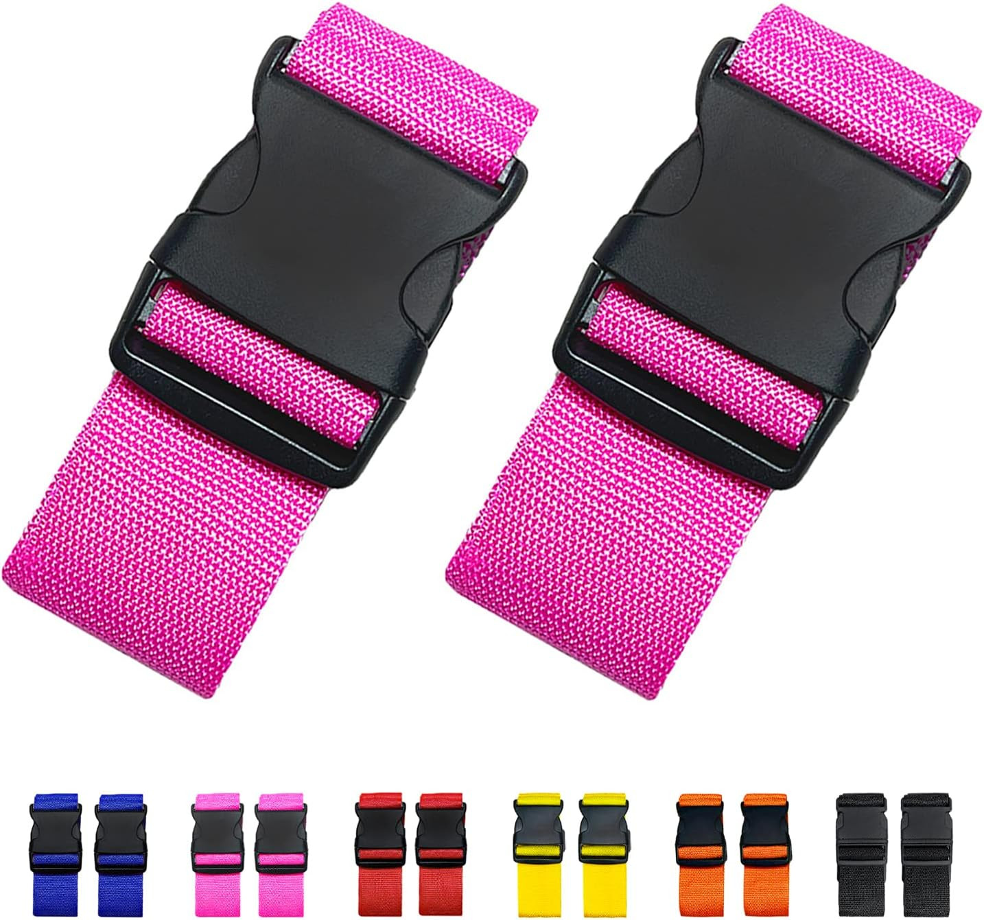 2 Pack Suitcase Straps, Bright Color Adjustable Luggage Belts, TSA Approved (Pin