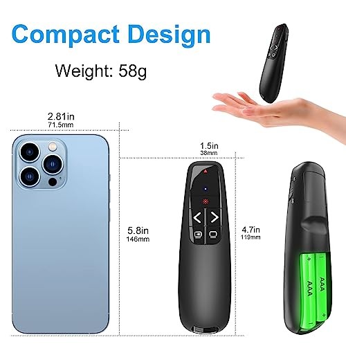 Wireless Presentation Clicker PowerPoint Presenter Remote : USB Type Red Light