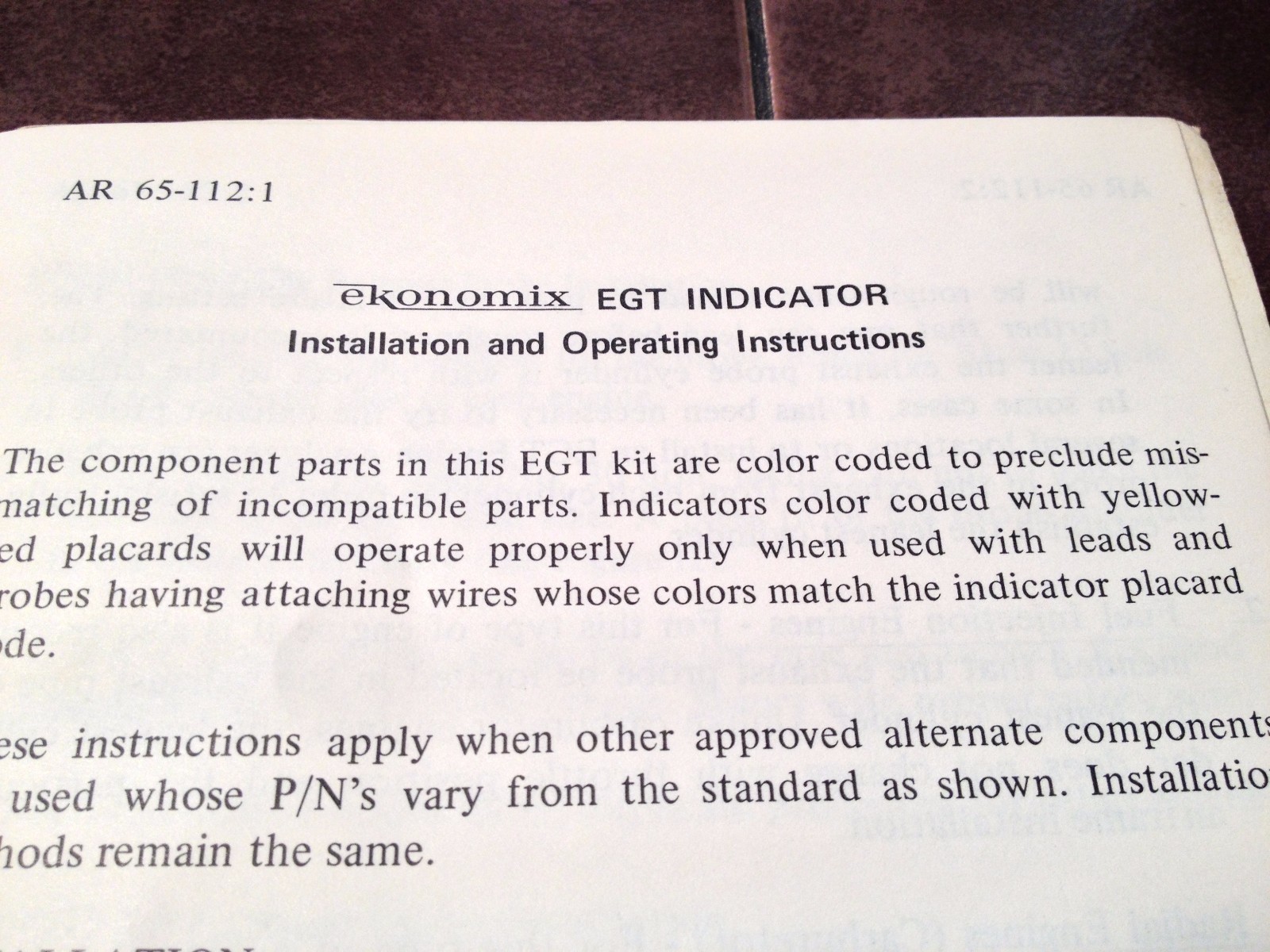 Alcor Ekonomix EGT Indicator Installation & Operating Manual