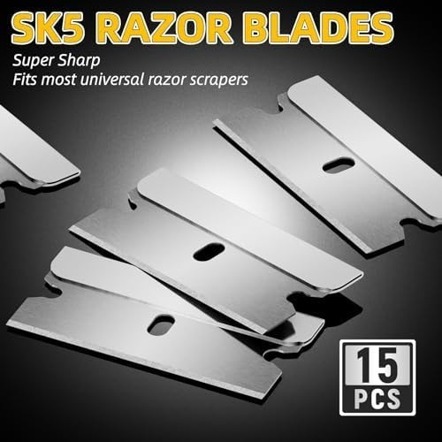 DIYSELF Razor Blade Scraper with 15 Extra Blades Glass Cooktop Window Cleaner