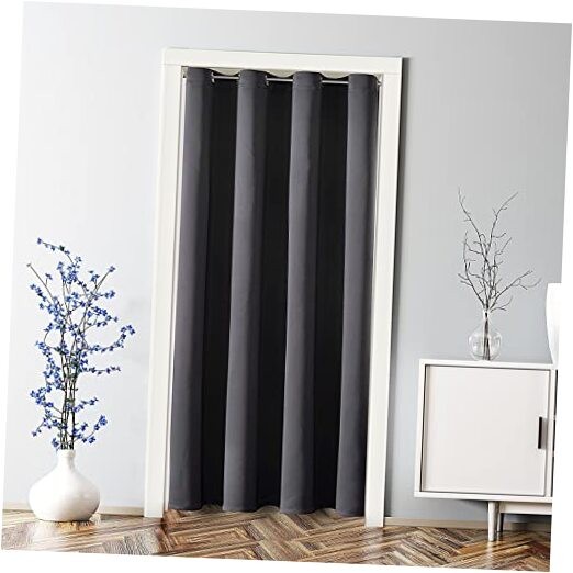 Blackout Door Curtains for Doorway Privacy, 34"W x 80"L (Pack of 1) Dark Grey