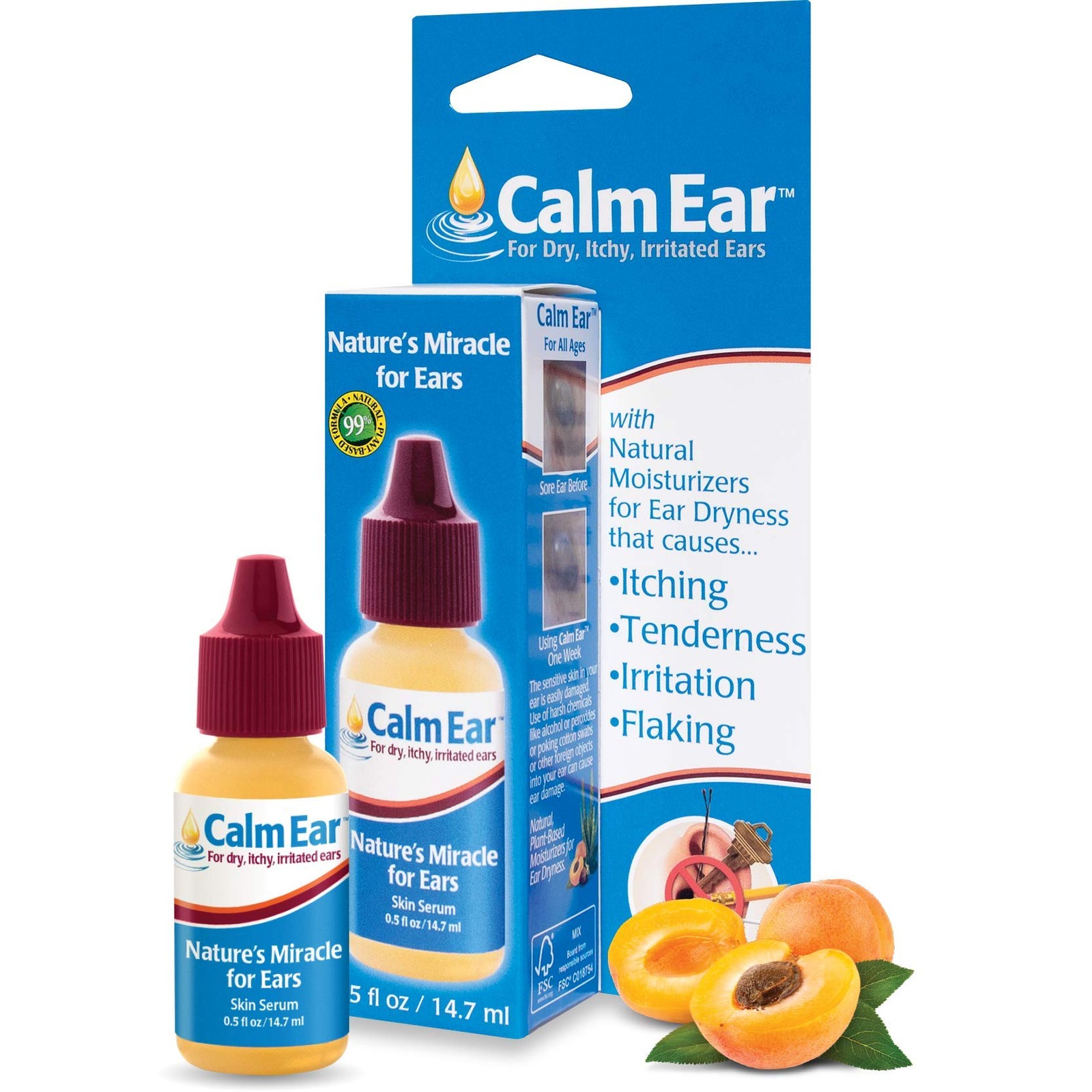 Calm Ear Drops for Itchy, Clogged, Irritated & Dry Ears. All Natural Ear Oil