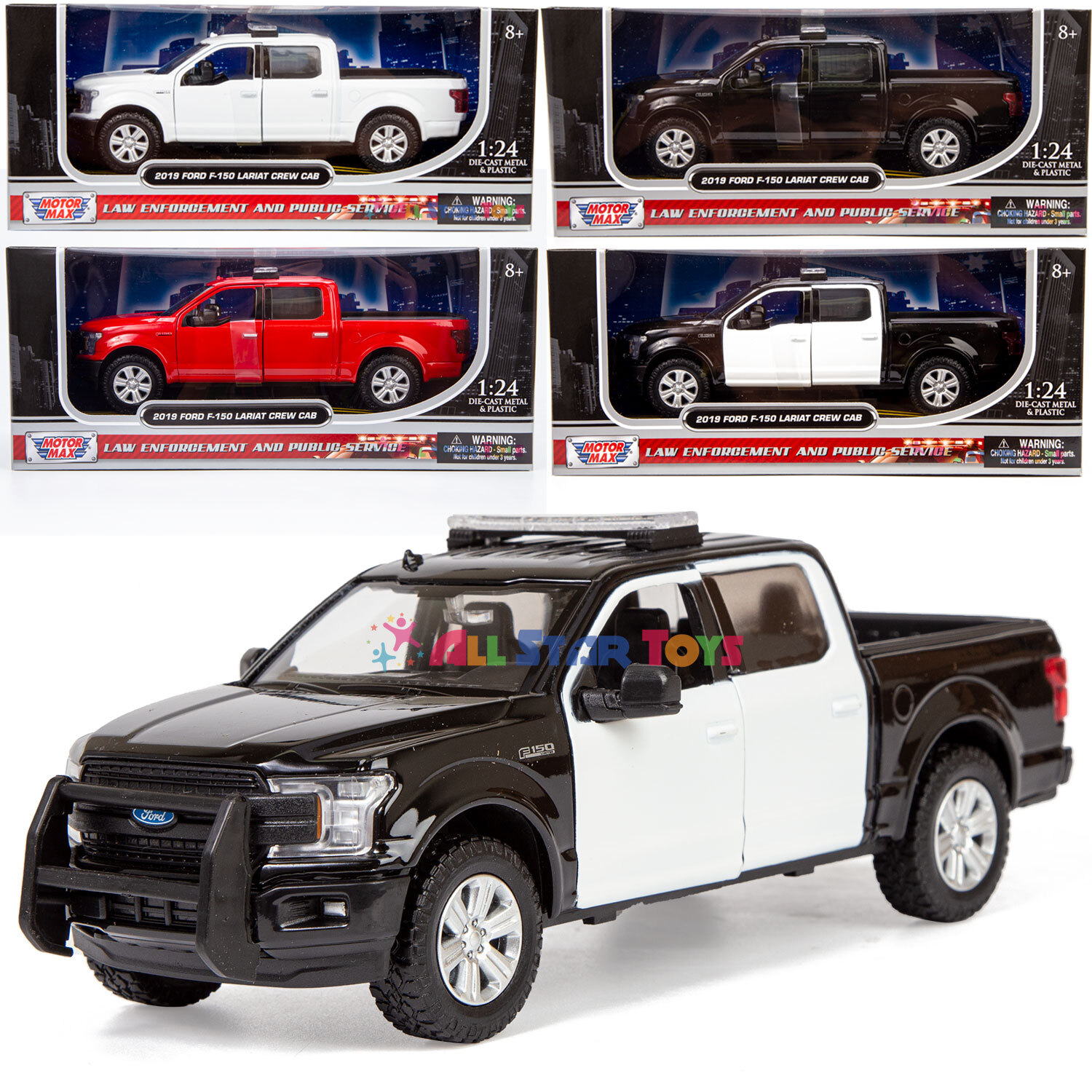 MOTORMAX 2019 FORD F-150 LARIAT CREW CAB POLICE PICKUP 1/27 DIECAST MODEL 76981