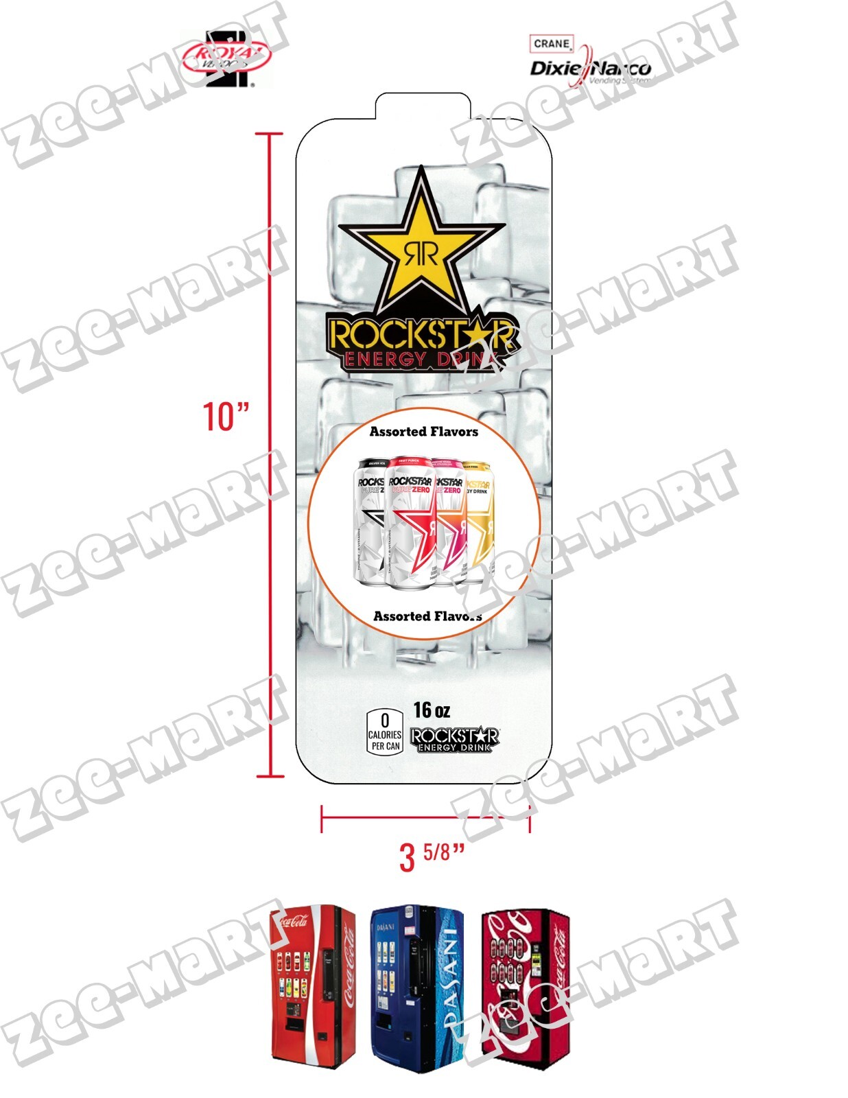 (1) Royal Vendors Chameleon Label - Rockstar Zero Sugar Variety Pack - 16 oz