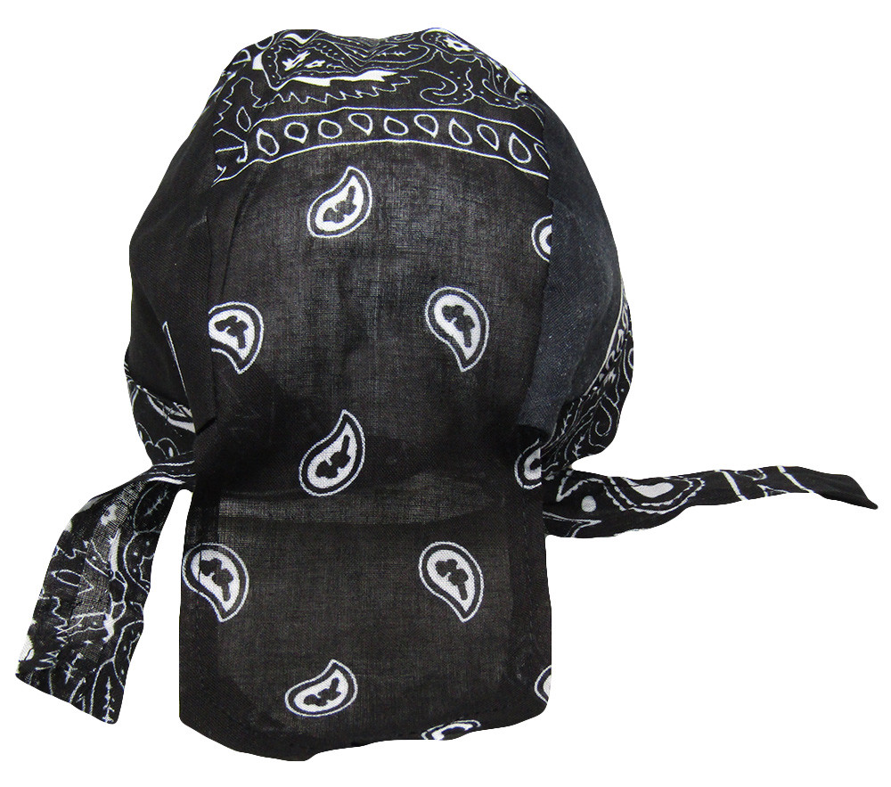Black Paisley Printed Do Rag Doo Rag Skull Cap Head Wrap