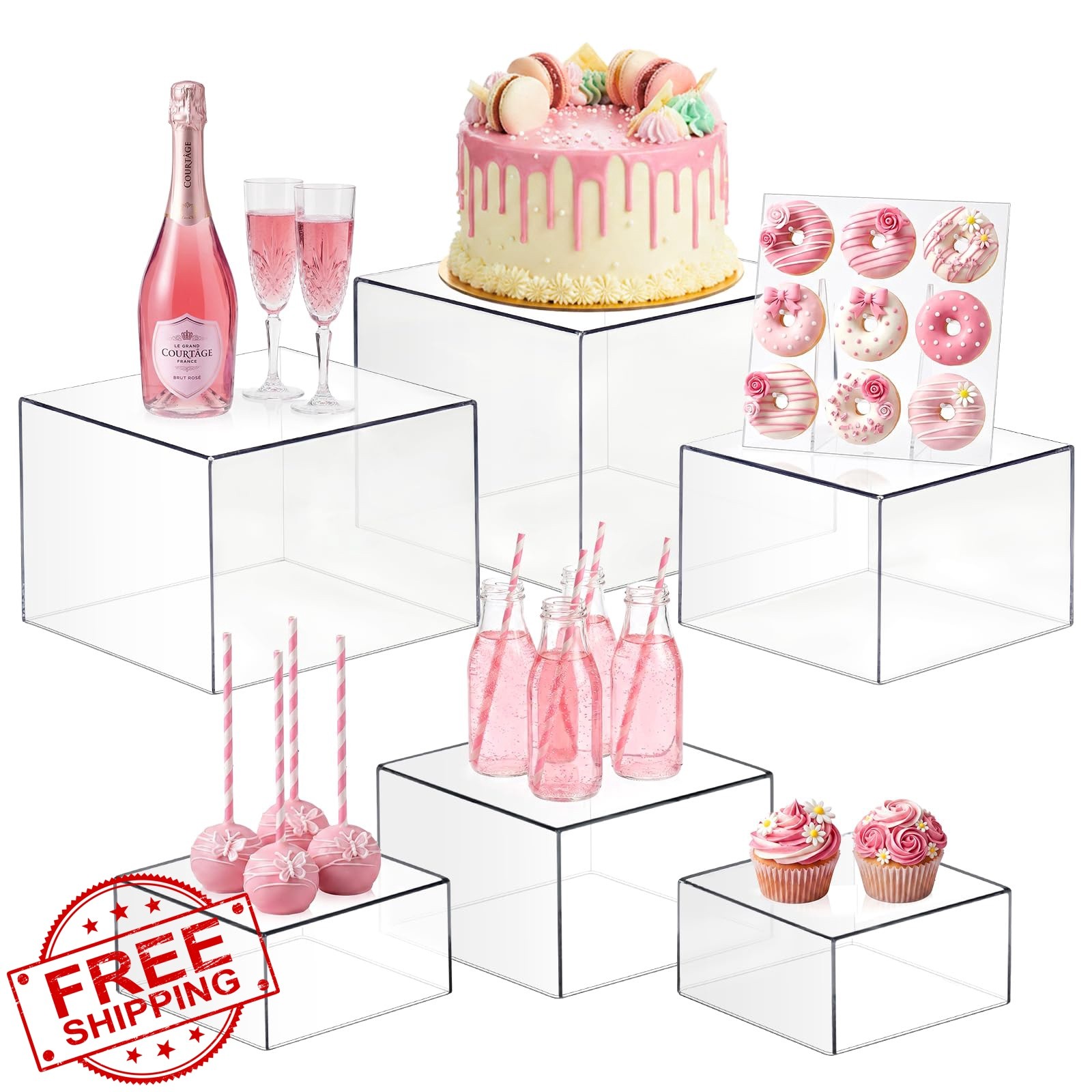 Budiwati 6pc Clear Acrylic Buffet Risers 8-4 inch