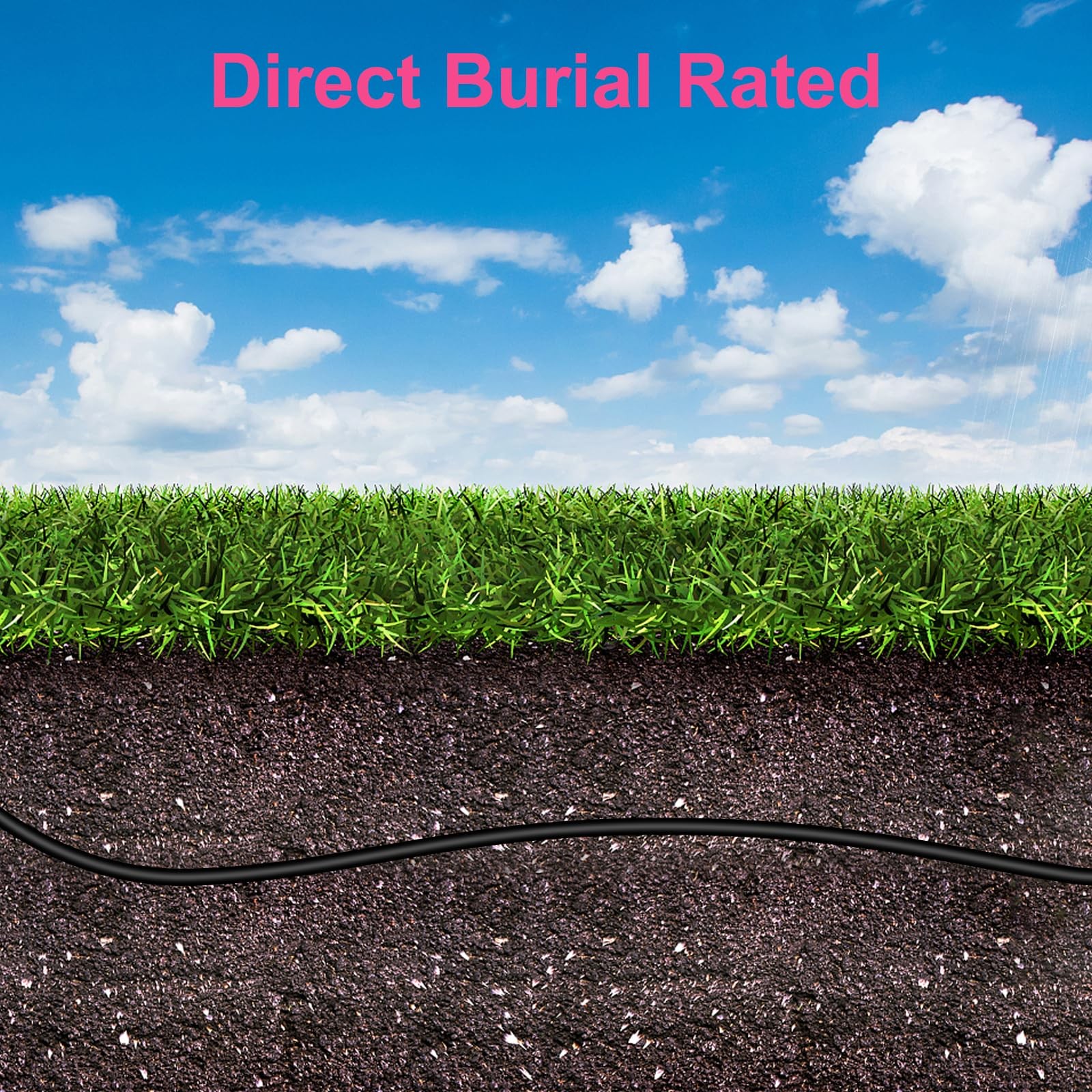 300FT Cat8 Outdoor Ethernet Cable, In-Ground, 26AWG Pure 300 Feet, Black