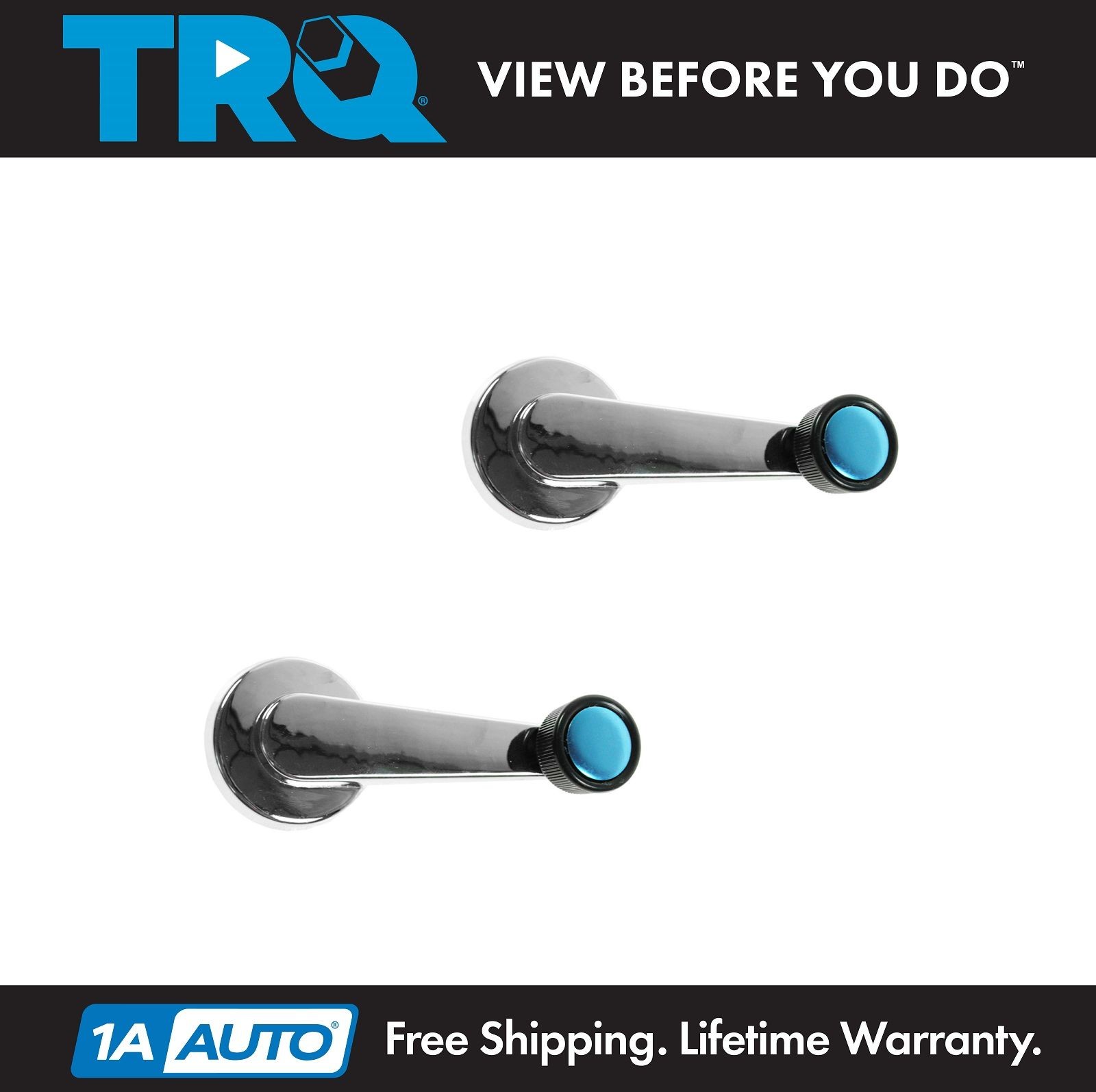 TRQ Chrome & Black Window Roll Up Crank Handle Set for Chevy Pickup Truck C/K