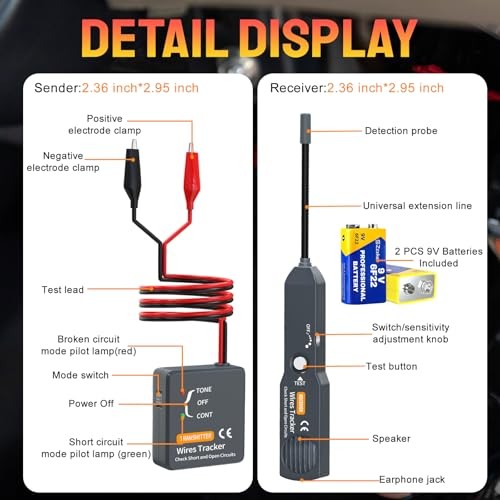 Cable Tracker Electrical,Circuit Tracer,Automotive Open&Short Finder Circuit
