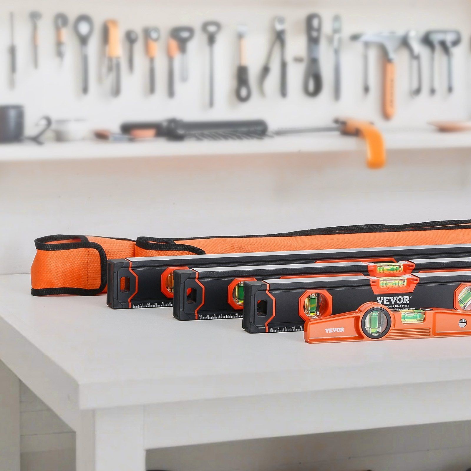 Magnetic Torpedo Level Collection 48/24/16/10in, Bright Fluorescent Indicators