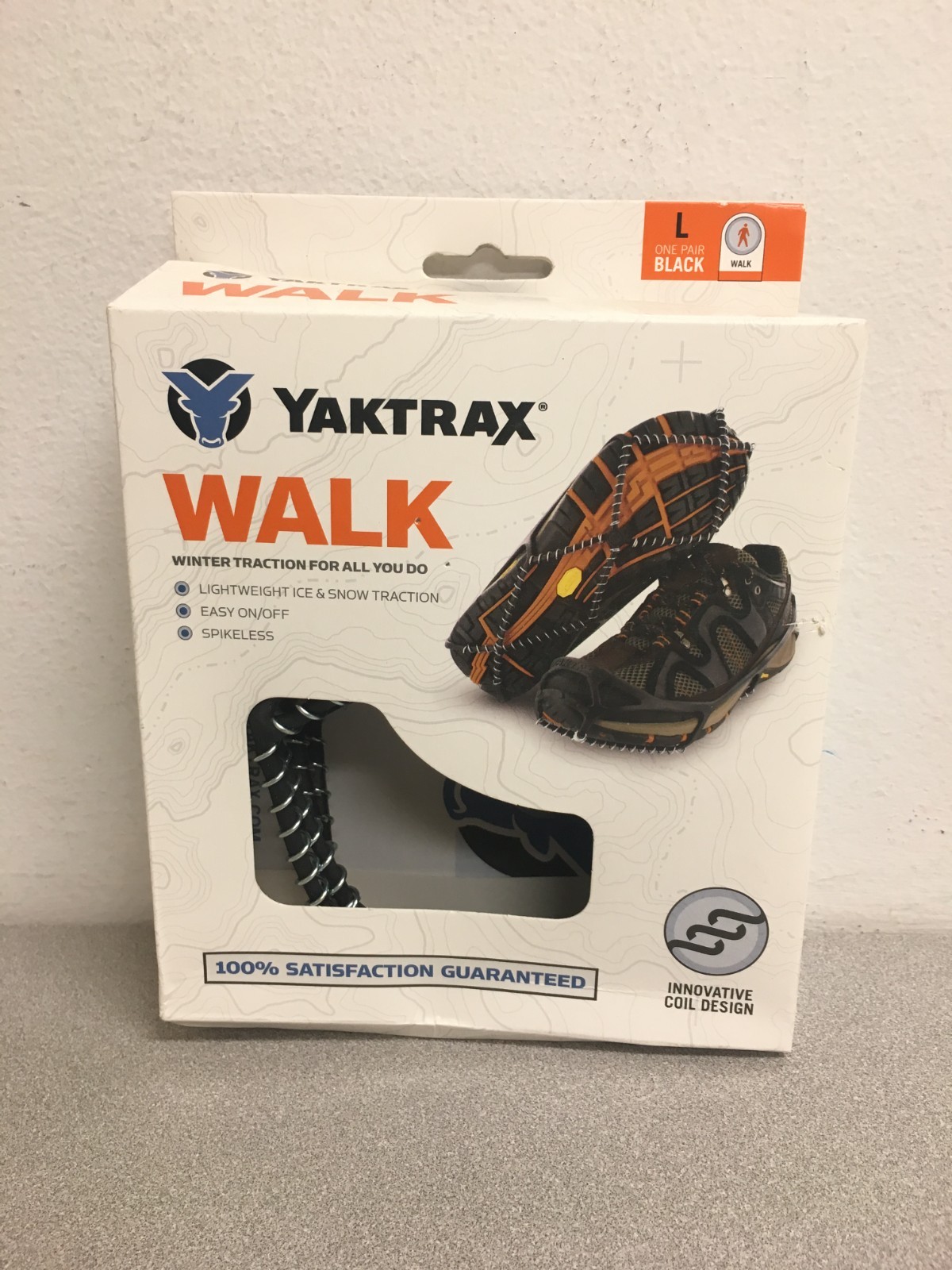 Yaktrax Walk Unisex Poly/Elastomer Blend/Steel Snow/Ice Traction Blk L Waterprf