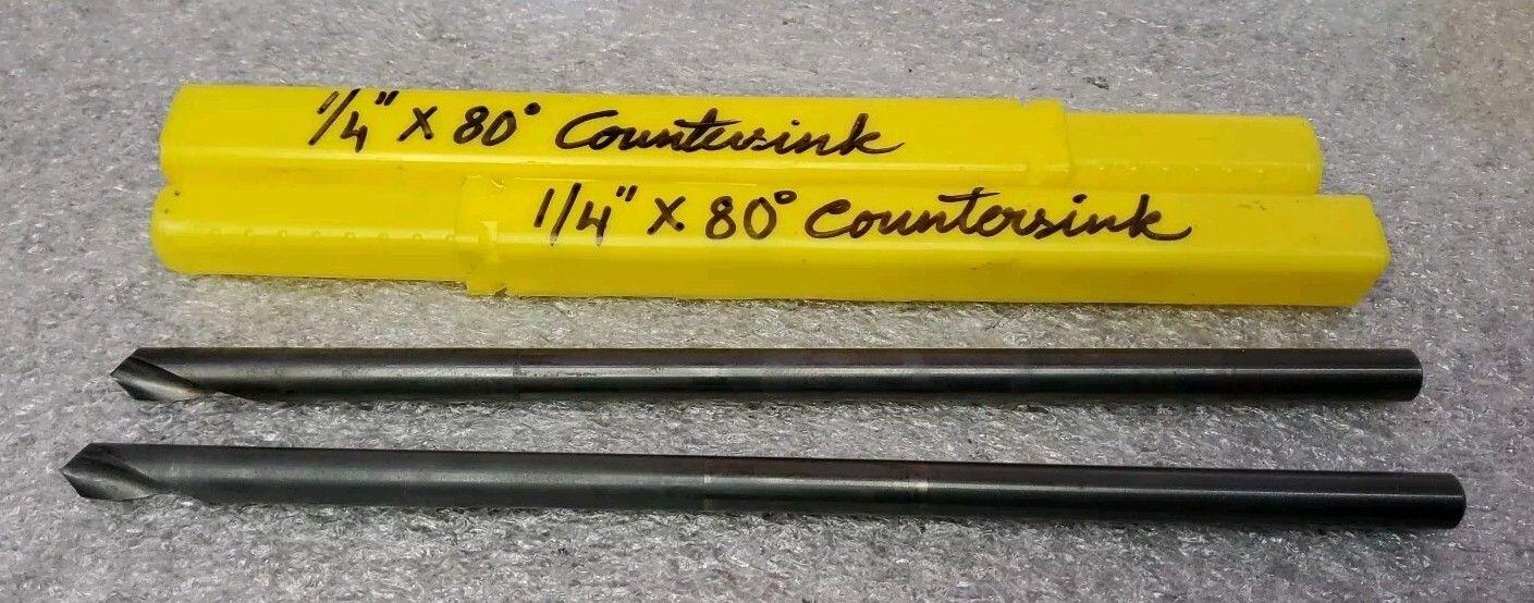 1/4" X 80° X 6" OAL SINGLE FLUTE CARBIDE COUNTERSINK, 2 PCS