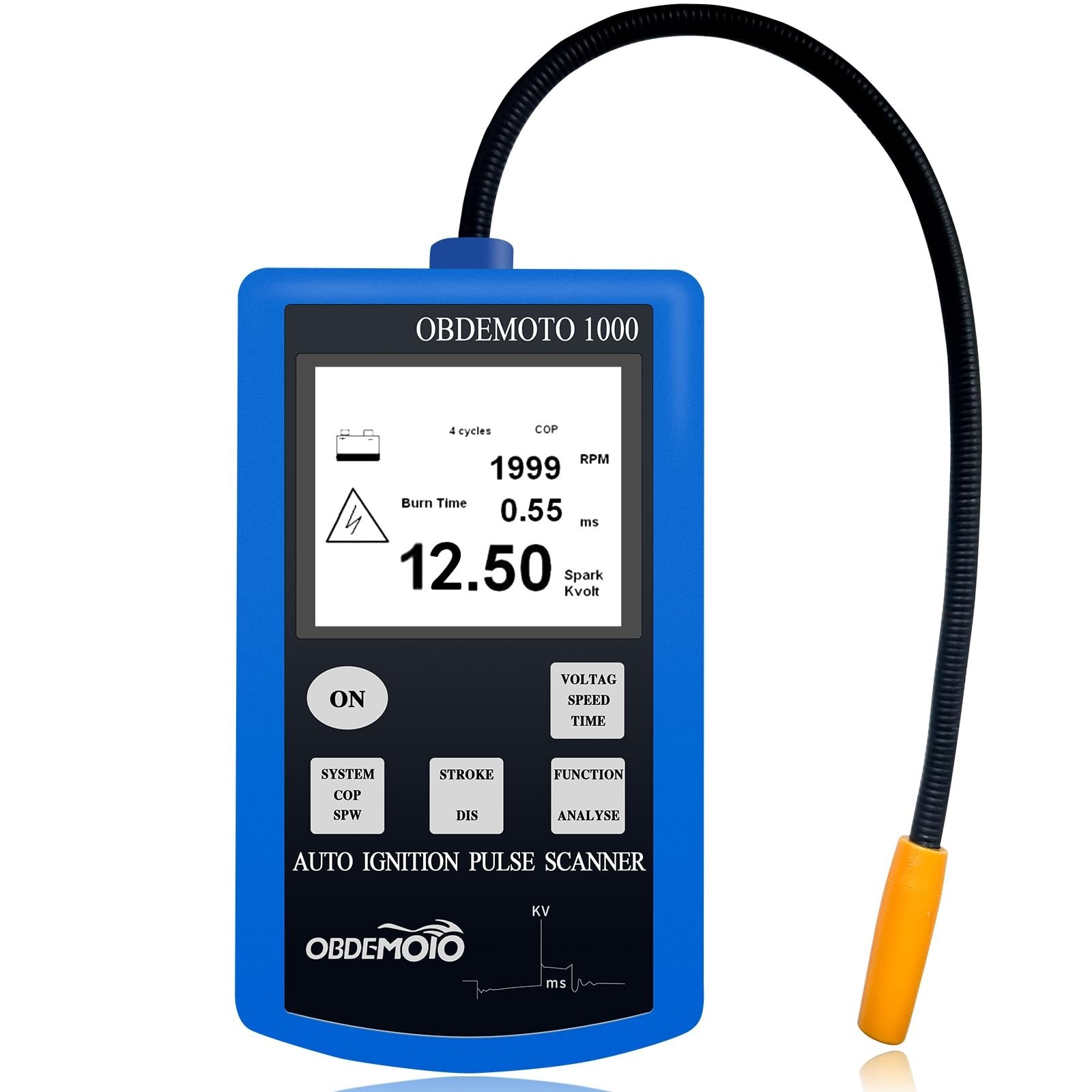 Non-Contact Ignition Coil Tester Tool for Automotive & Motorcycle, LCD Display,