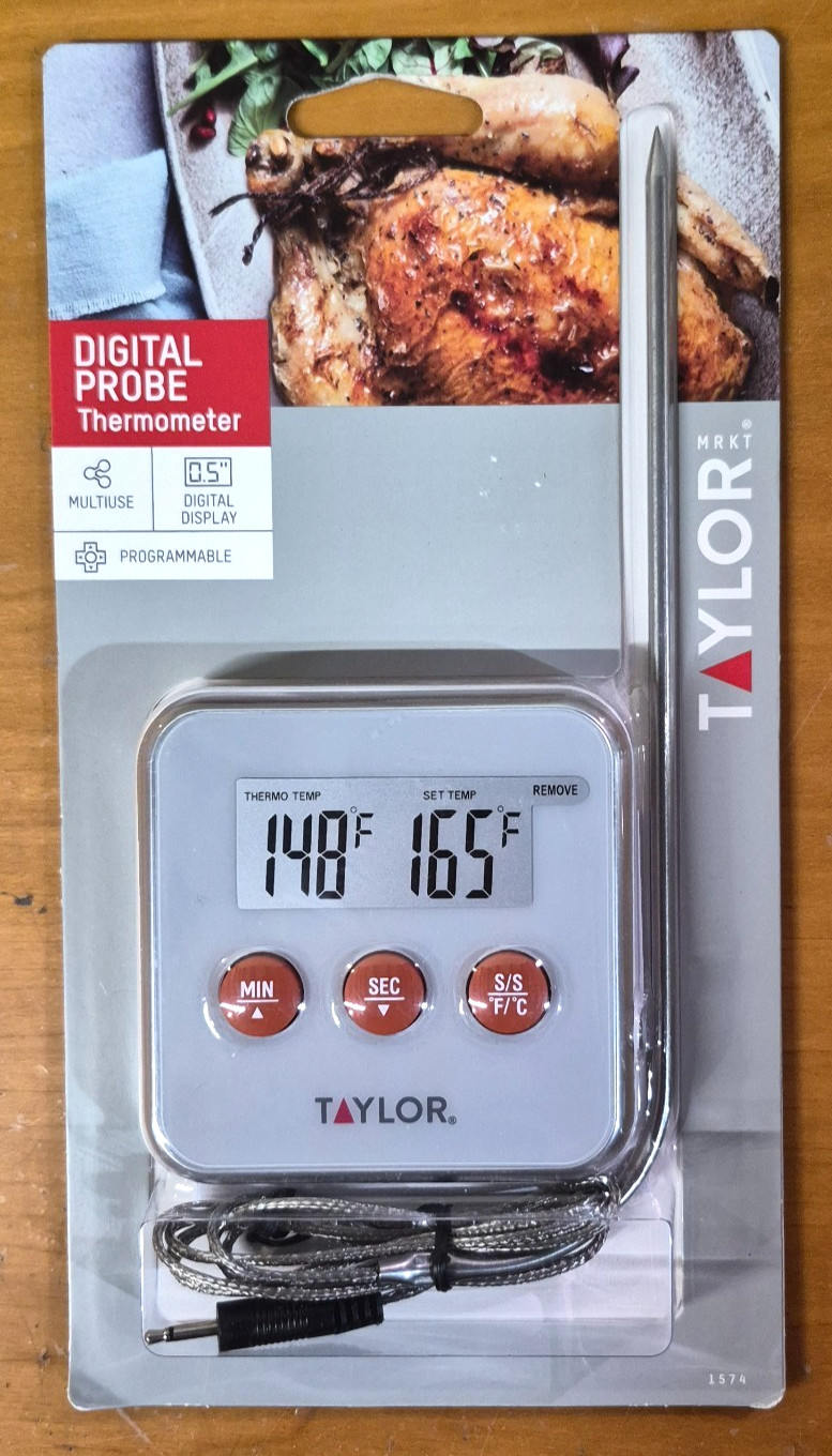 Taylor Silver Red Digital Probe Thermometer Multi use Programmable BRAND NEW