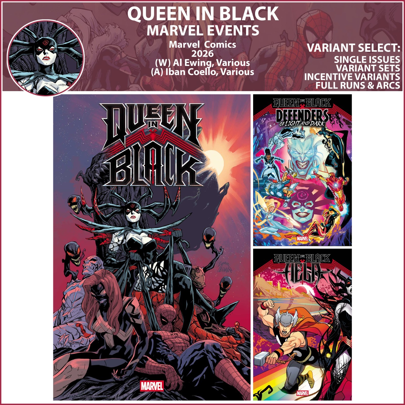 Queen in Black (2026) #1 Marvel Comics COVER SELECT
