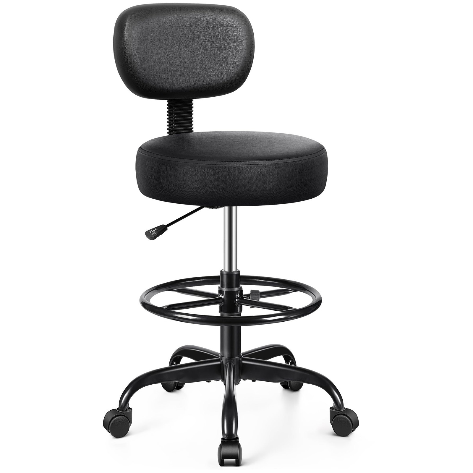 Brick Attic Drafting Chair with Backrest – Adjustable Foot Rest Medium, Black
