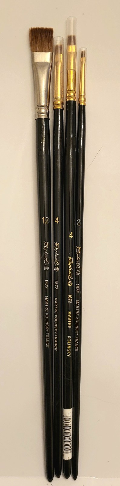 4 Raphael Series 1872 Kolinsky Sable Brush Vintage Brights Flats France New