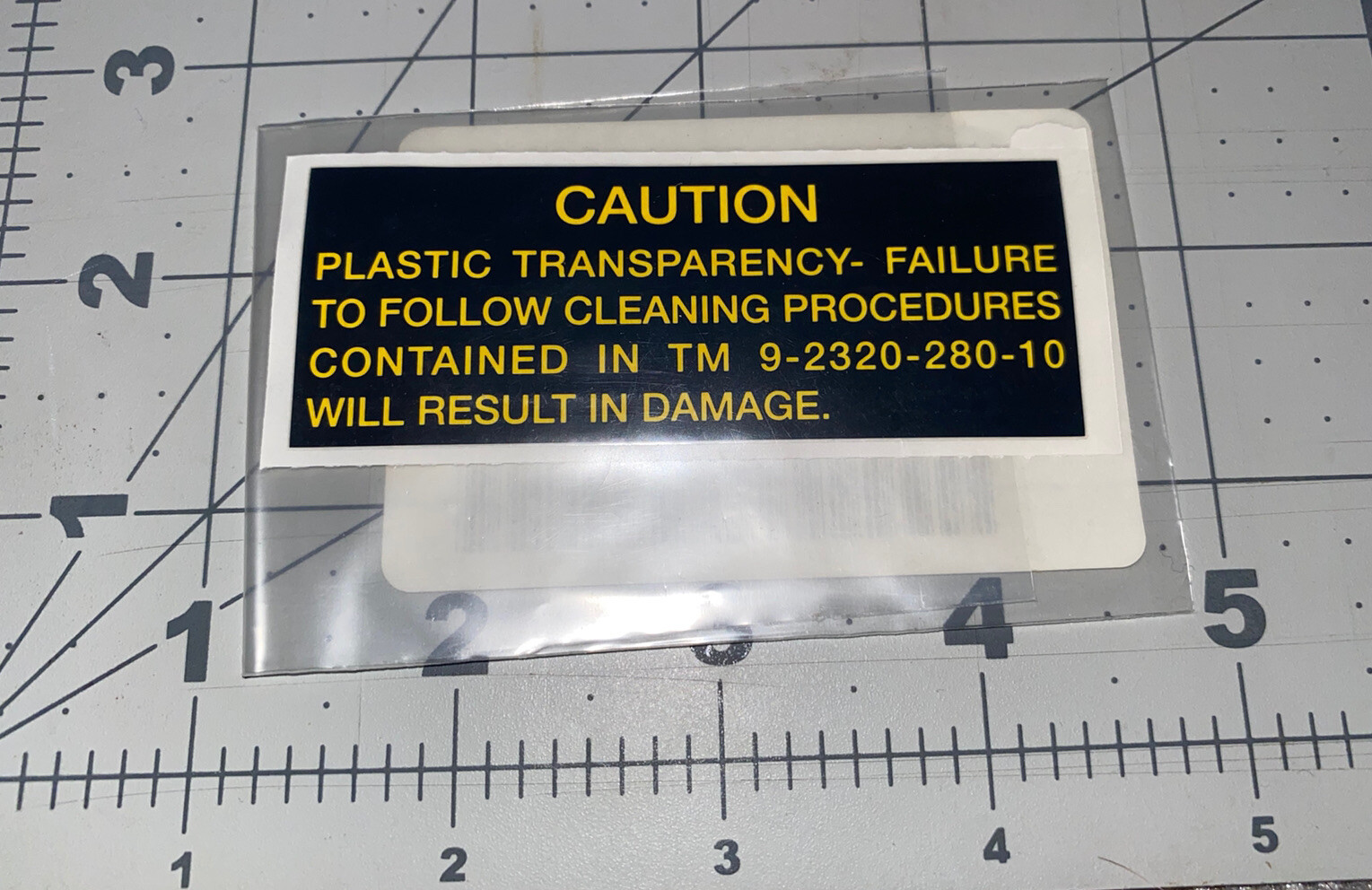 HMMWV WINDOW DECAL- LABEL, CAUTION NOS 12339053 7690-01-204-0077