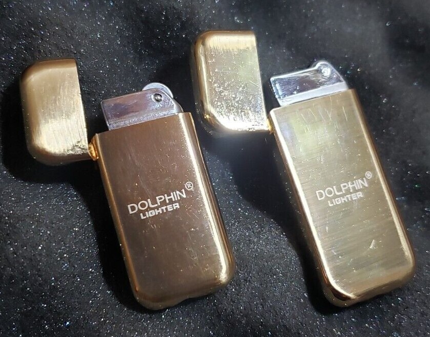 SLIM BUTANE LIGHTER Refillable Dolphin Vintage Style Solid Classic Fast Shipping